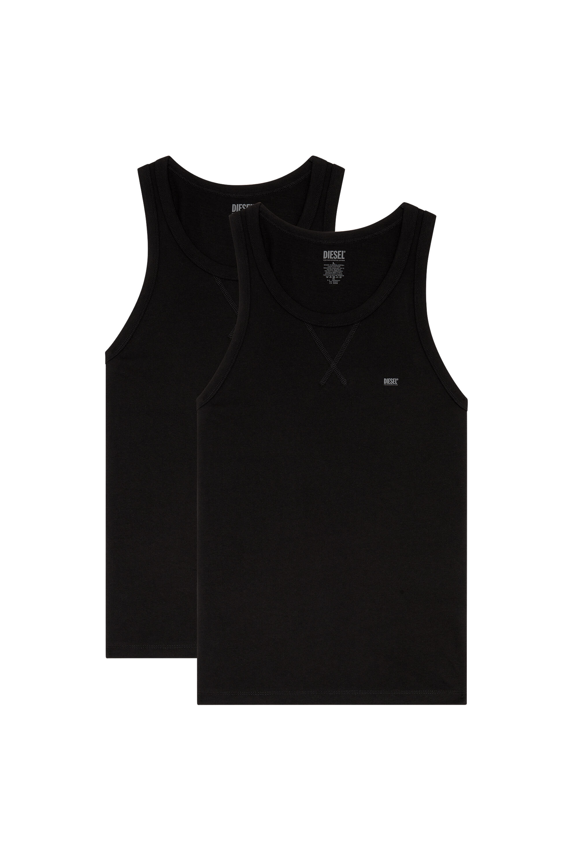 Diesel - UMTK-WALTYTWOPACK, Man's Two-pack of cotton tank tops in Black - 2