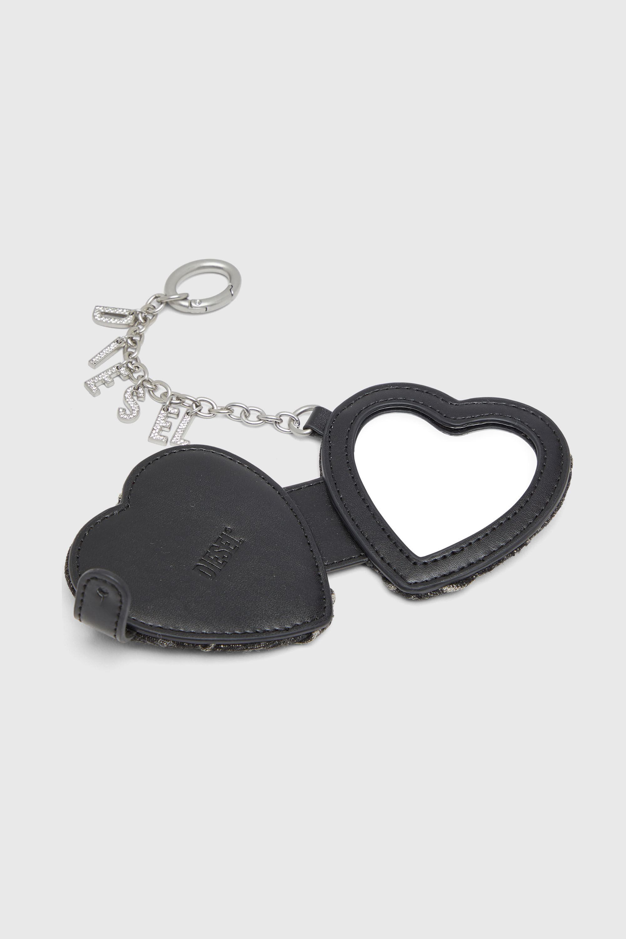 Diesel - CHARM-D MIRROR, Woman's Mirror charm in argyle quilted denim in Black - 3