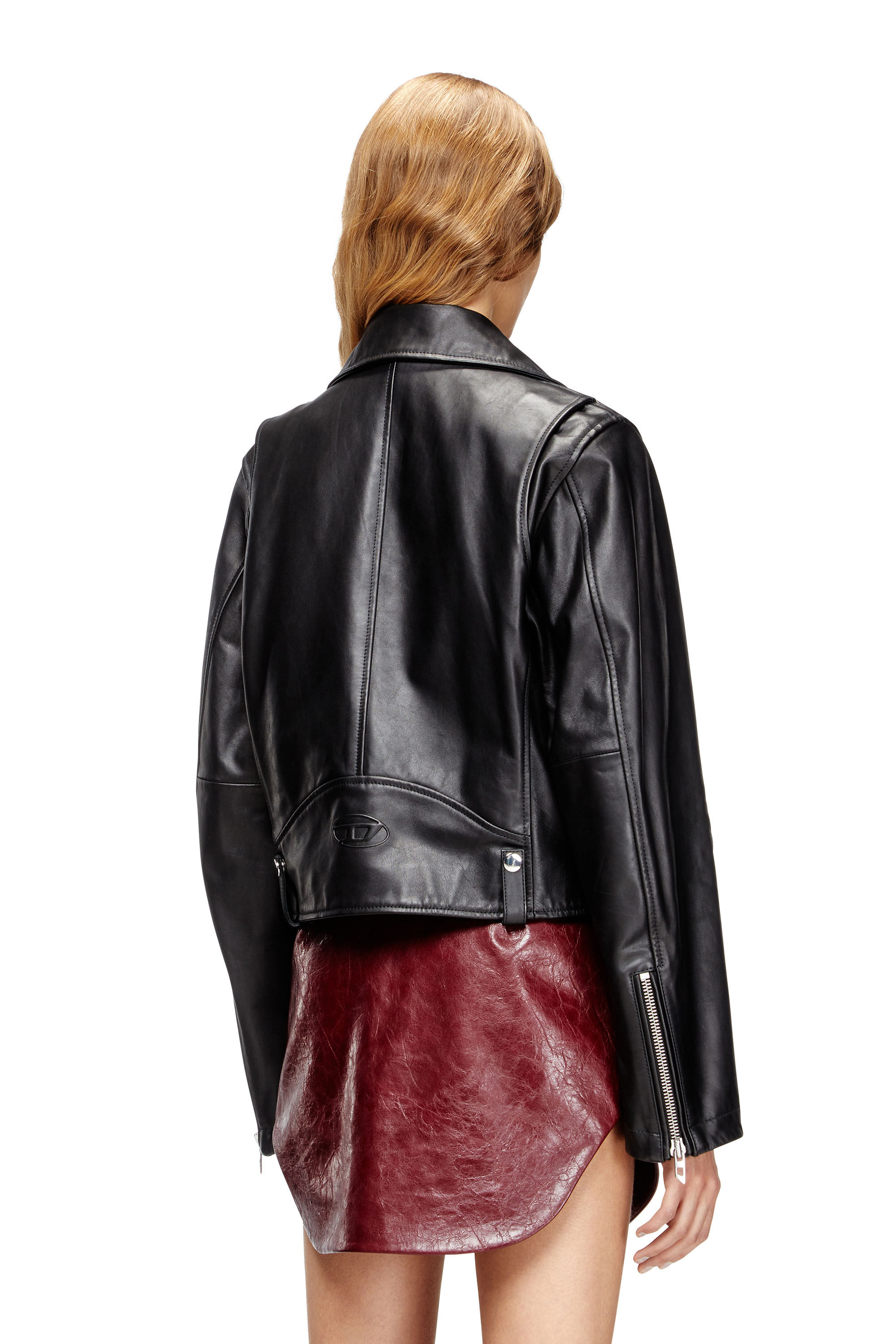 Diesel - L-UNATIC, Woman's Biker jacket in waxed leather in null - 4