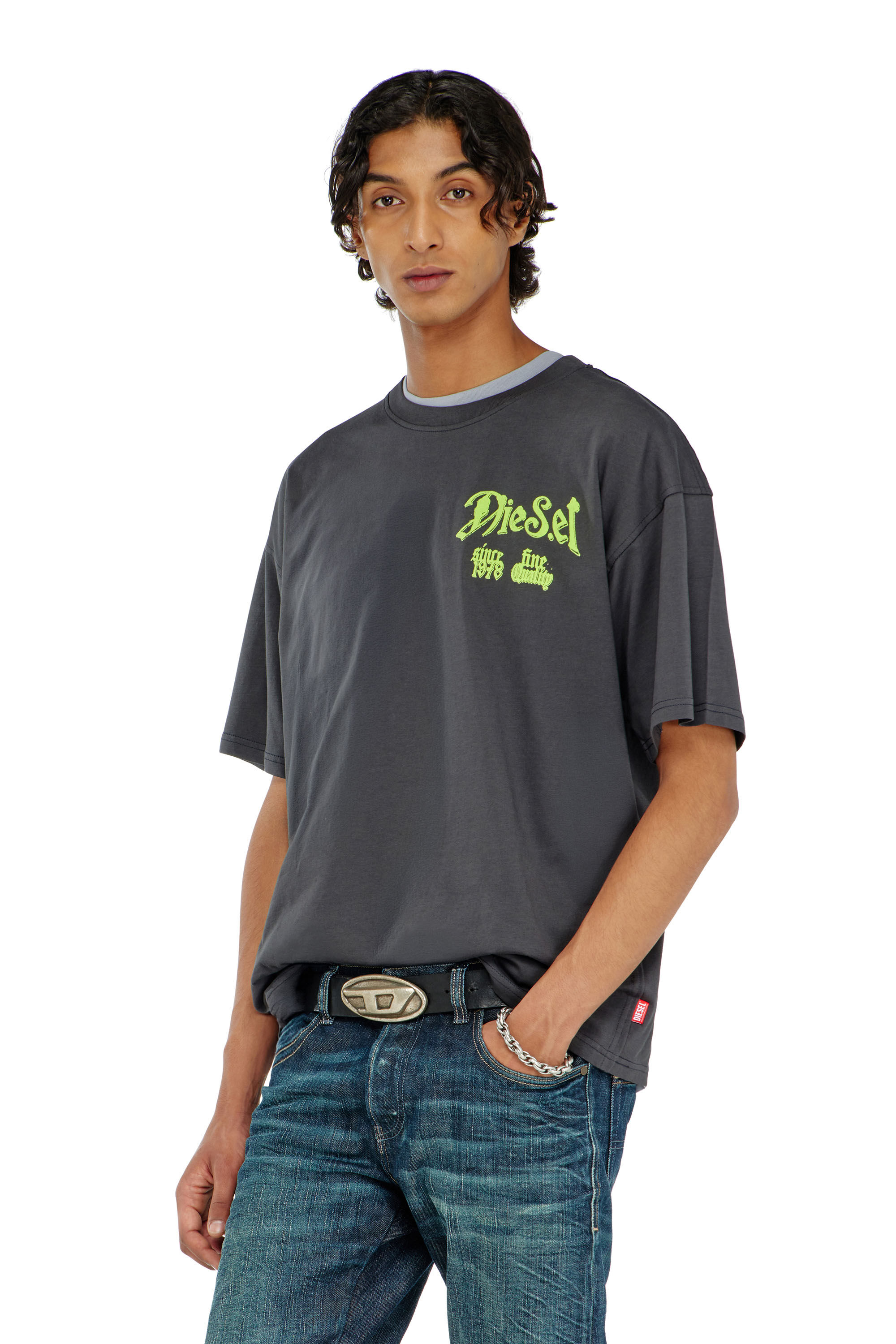 Diesel - T-BOXT-AA2, Man's Cotton T-shirt with flock graphic in null - 3