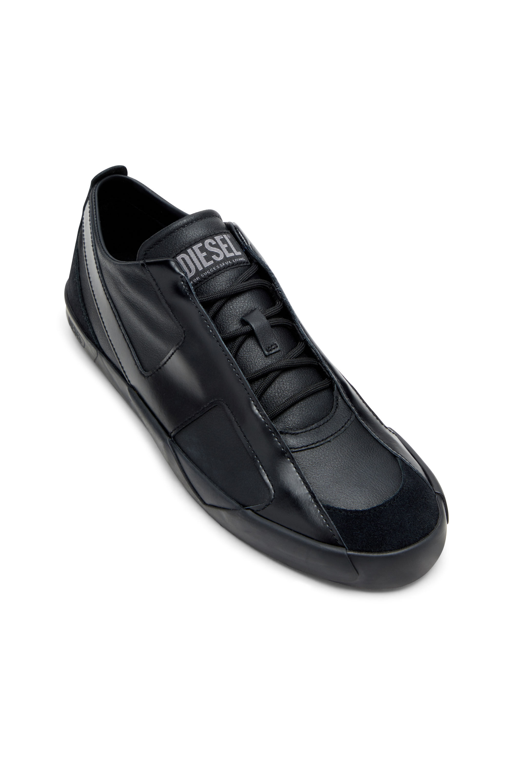 Diesel - S-SLANTE-D LOW, Man's S-Slante-D-Sneakers in suede and leather with D logo in Black - 6