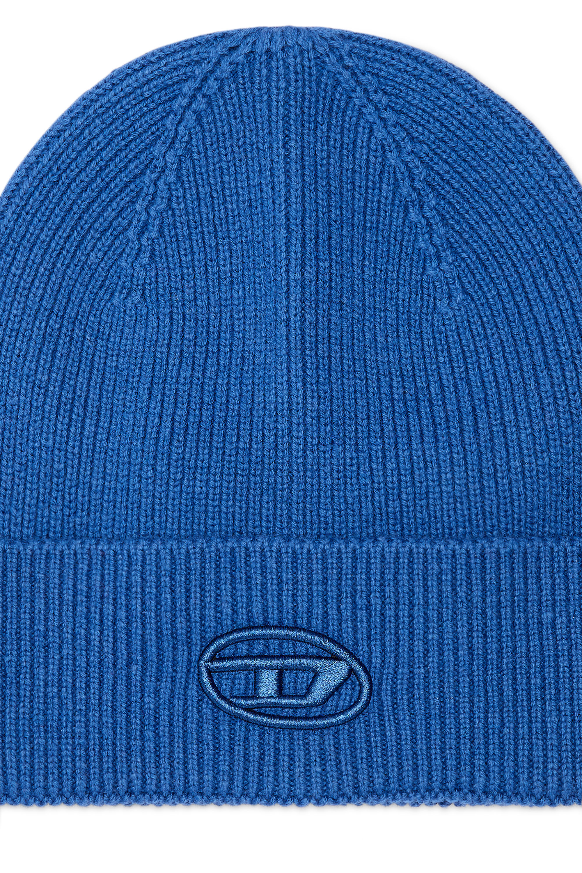 Diesel - K-CODER-FULLY B, Unisex Ribbed beanie with D embroidery in Blue - Image 3