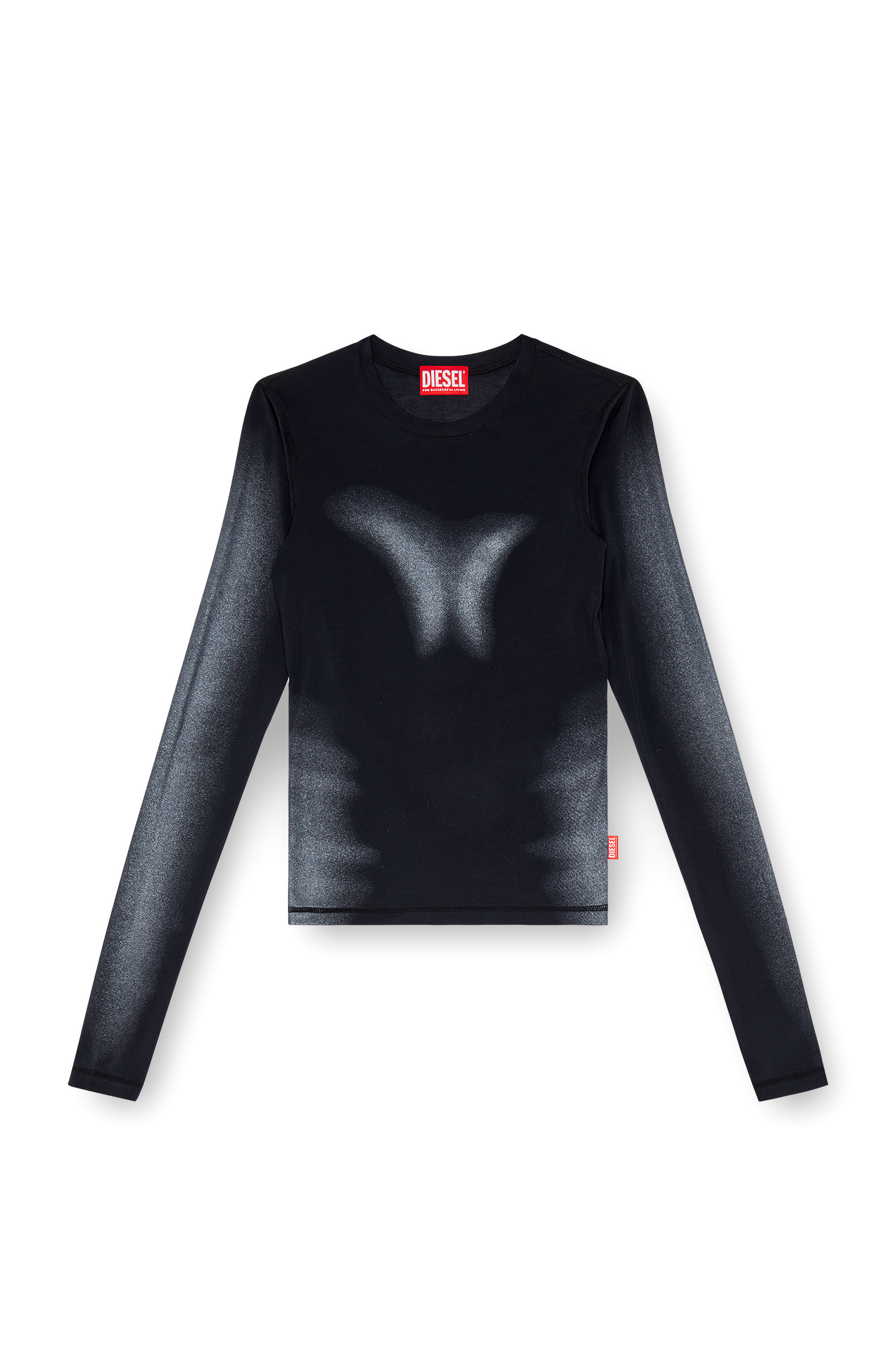 Diesel - T-ILON, Woman Long-sleeve T-shirt with metallic effects in Black - Image 2