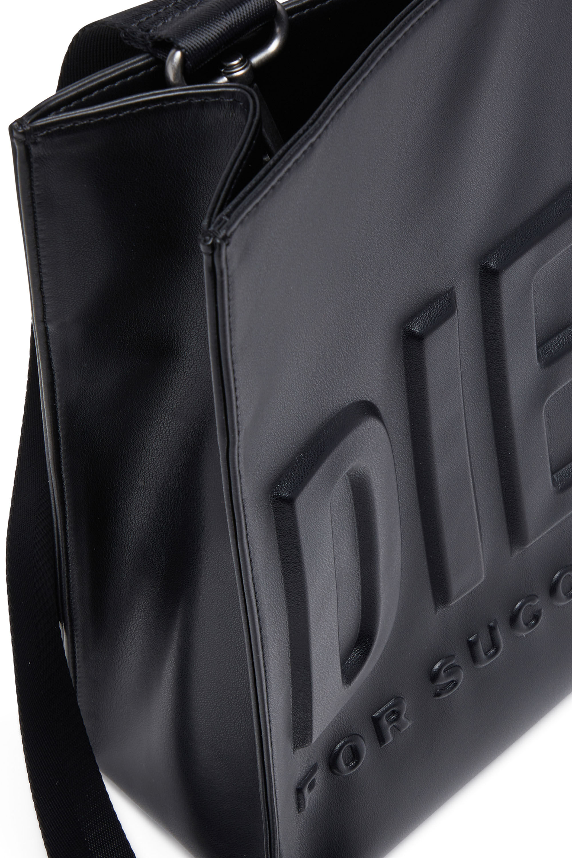 Diesel - DSL 3D TOTE EW X, Man Dsl 3D-Recycled PU tote bag with embossed logo in Black - Image 5
