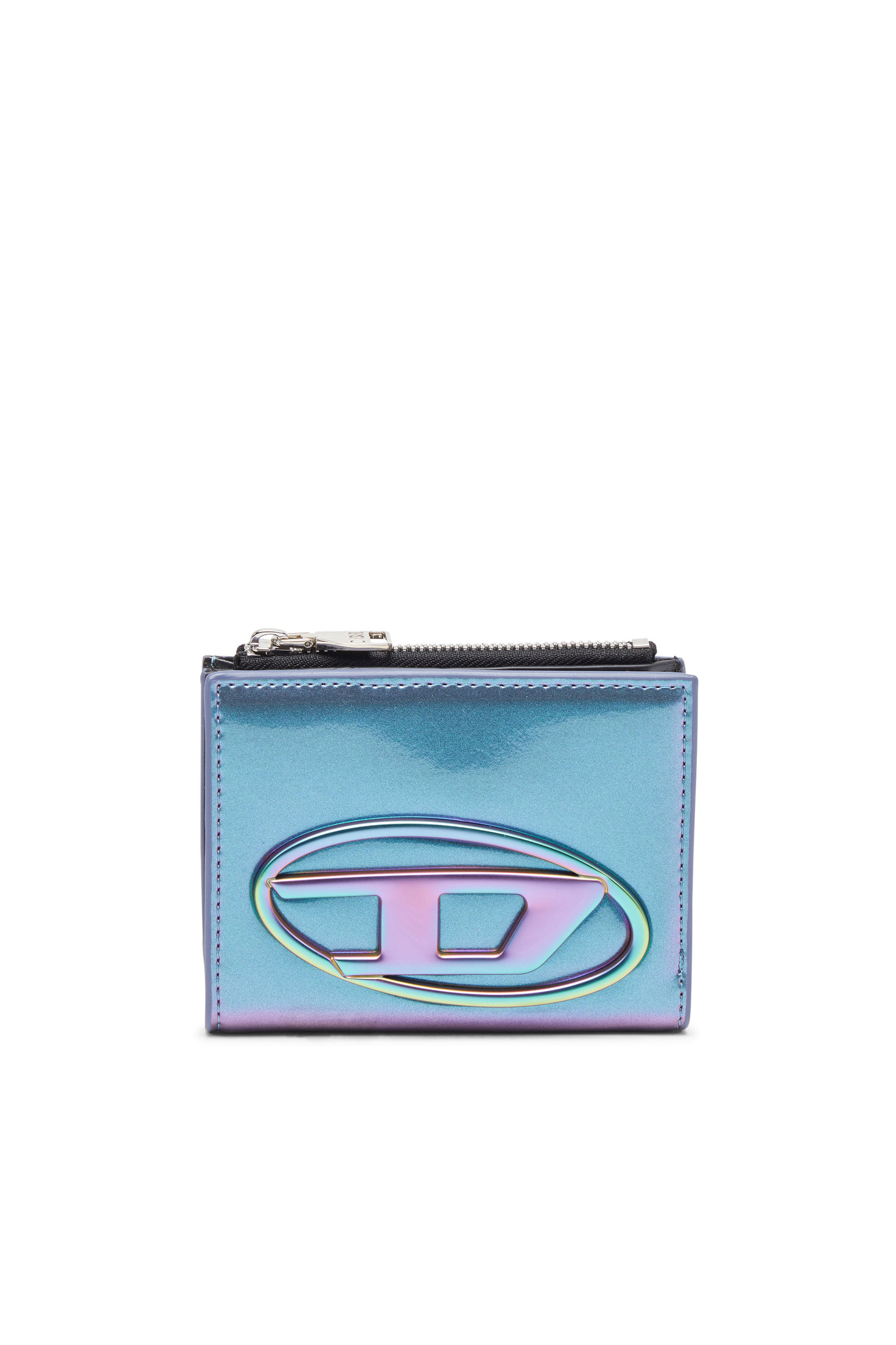 Diesel - 1DR BI-FOLD ZIP II, Woman Small iridescent wallet in Blue - Image 1