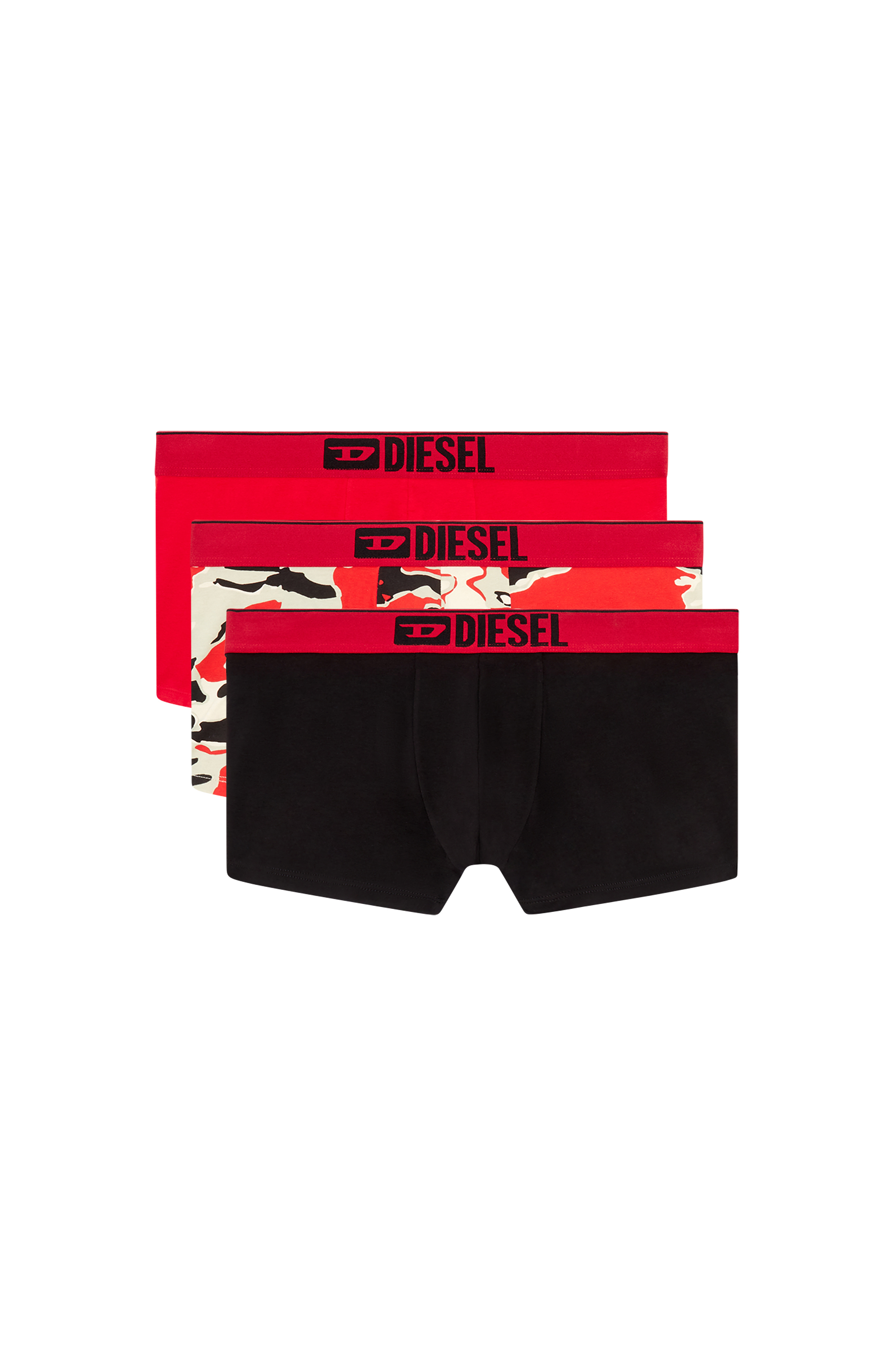 Diesel - UMBX-DAMIENTHREEPACK, Man's Three-pack boxer briefs plain and printed in Red/Black - 2