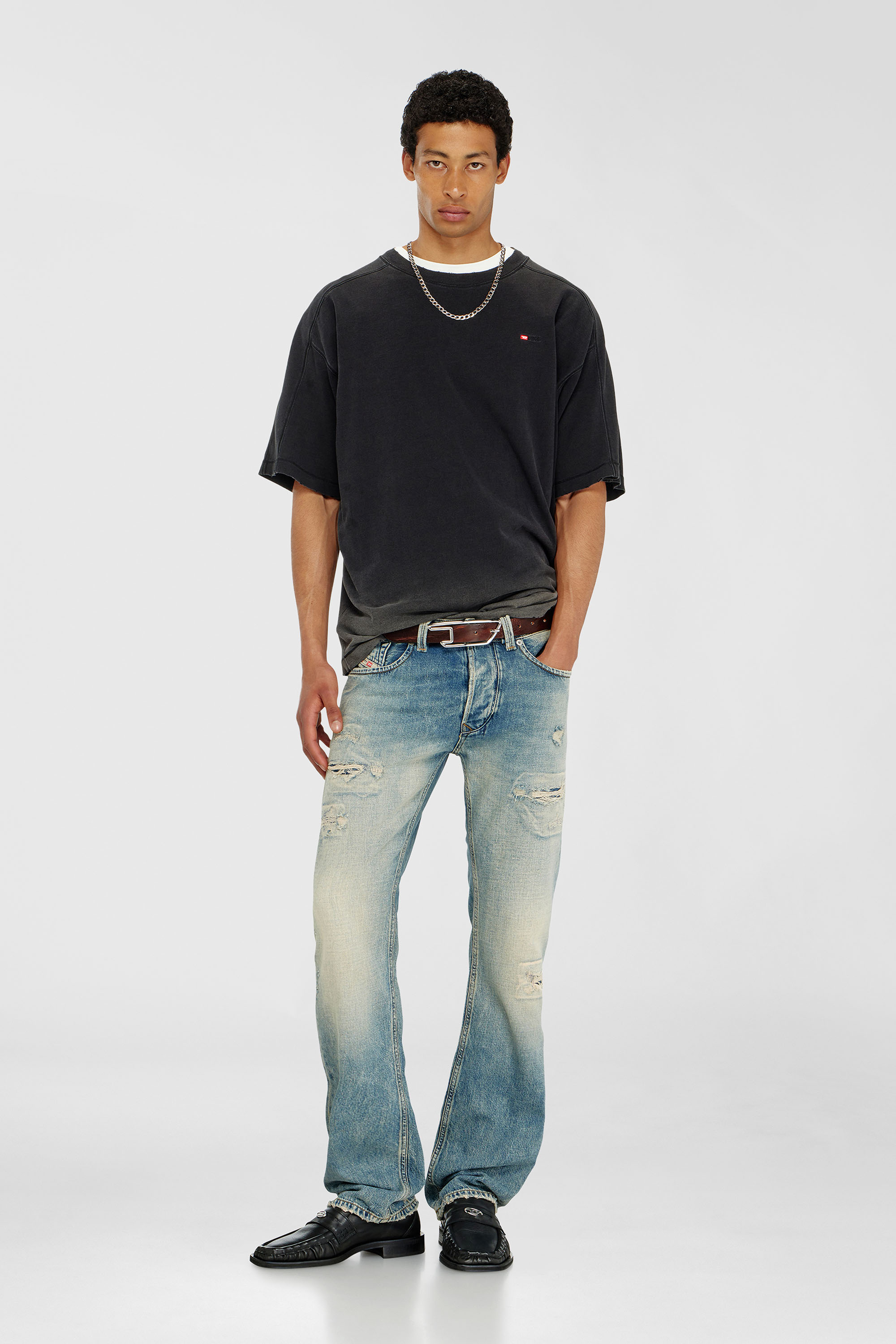 Diesel - T-CROX, Man's Cotton T-shirt with degrad&eacute; effect in Black - 2