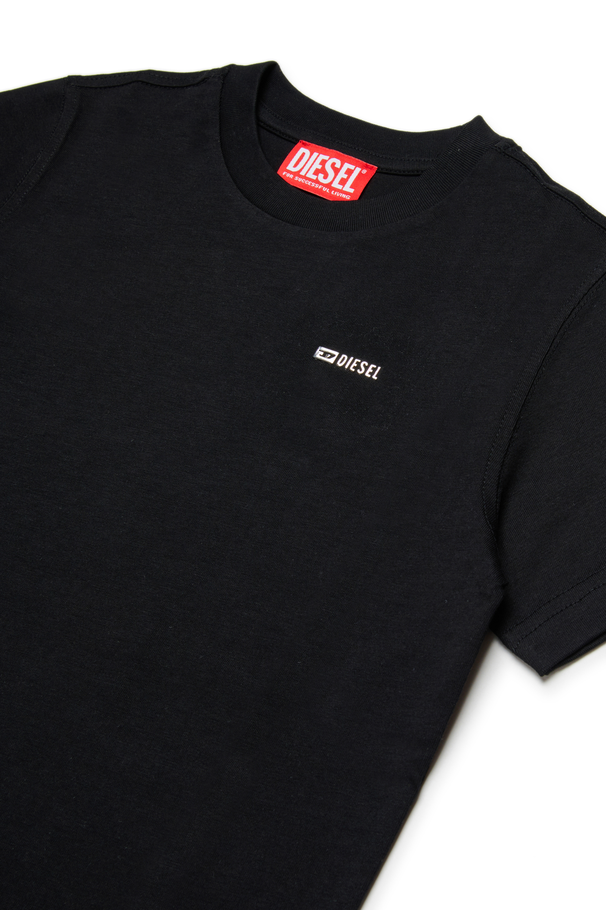 Diesel - TADJUSTMET, Man's Cotton T-shirt with metal appliqu&eacute; in Black - 3