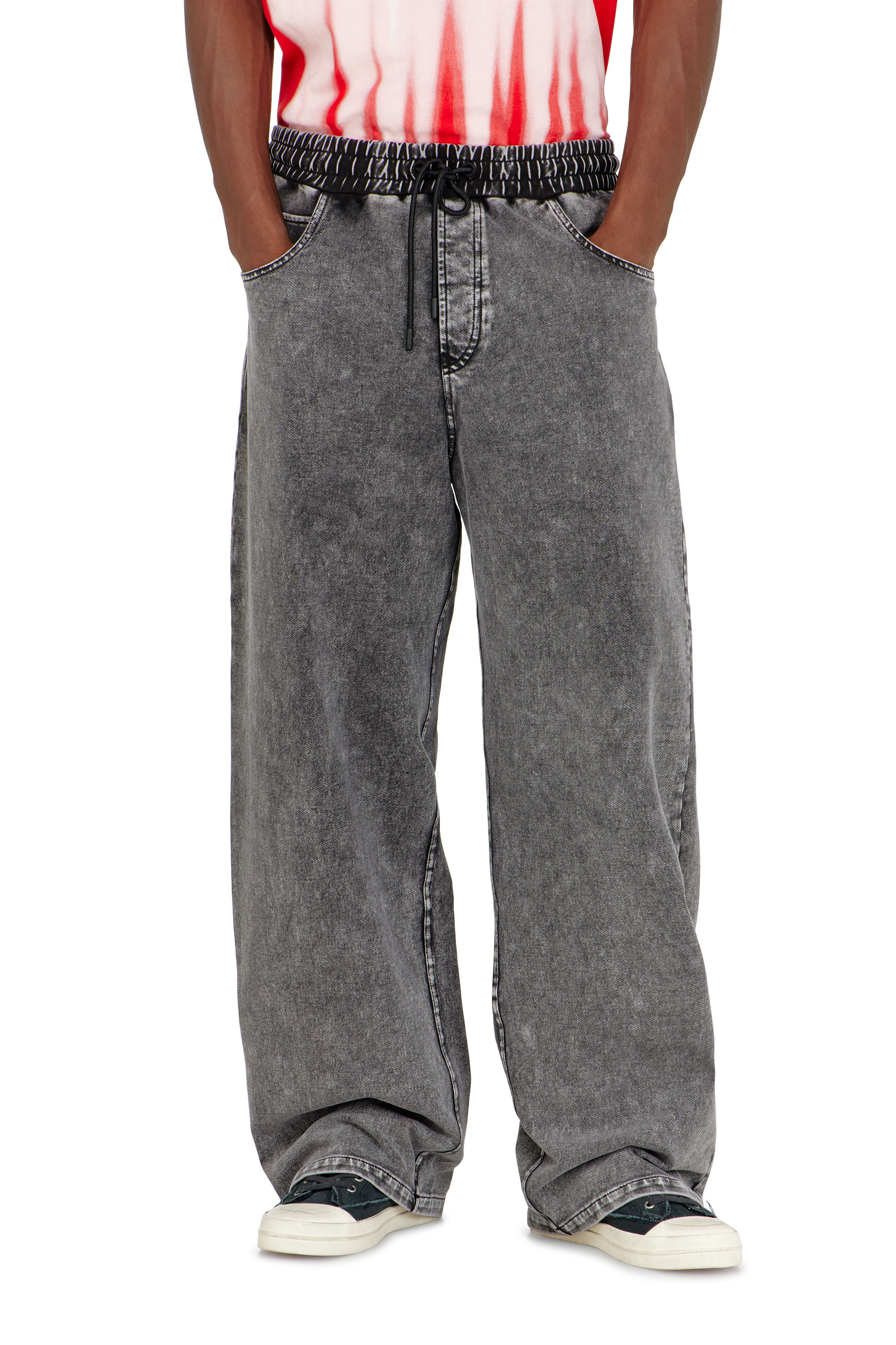 Diesel - P-STUK, Man's Sweatpants with denim effect in Grey - 3