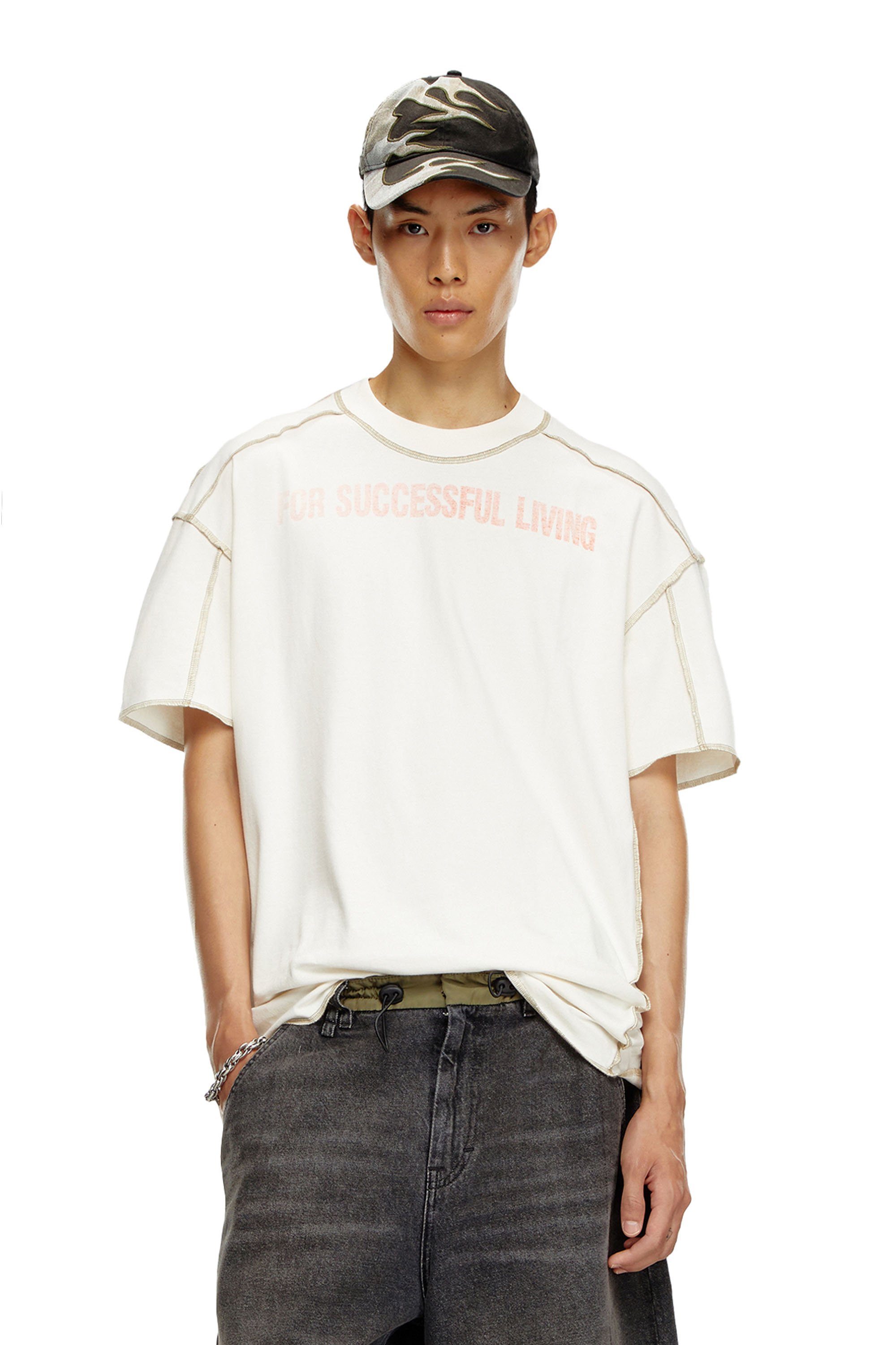 Diesel - T-CRAOR, Man T-shirt with inside-out effect in White - Image 1
