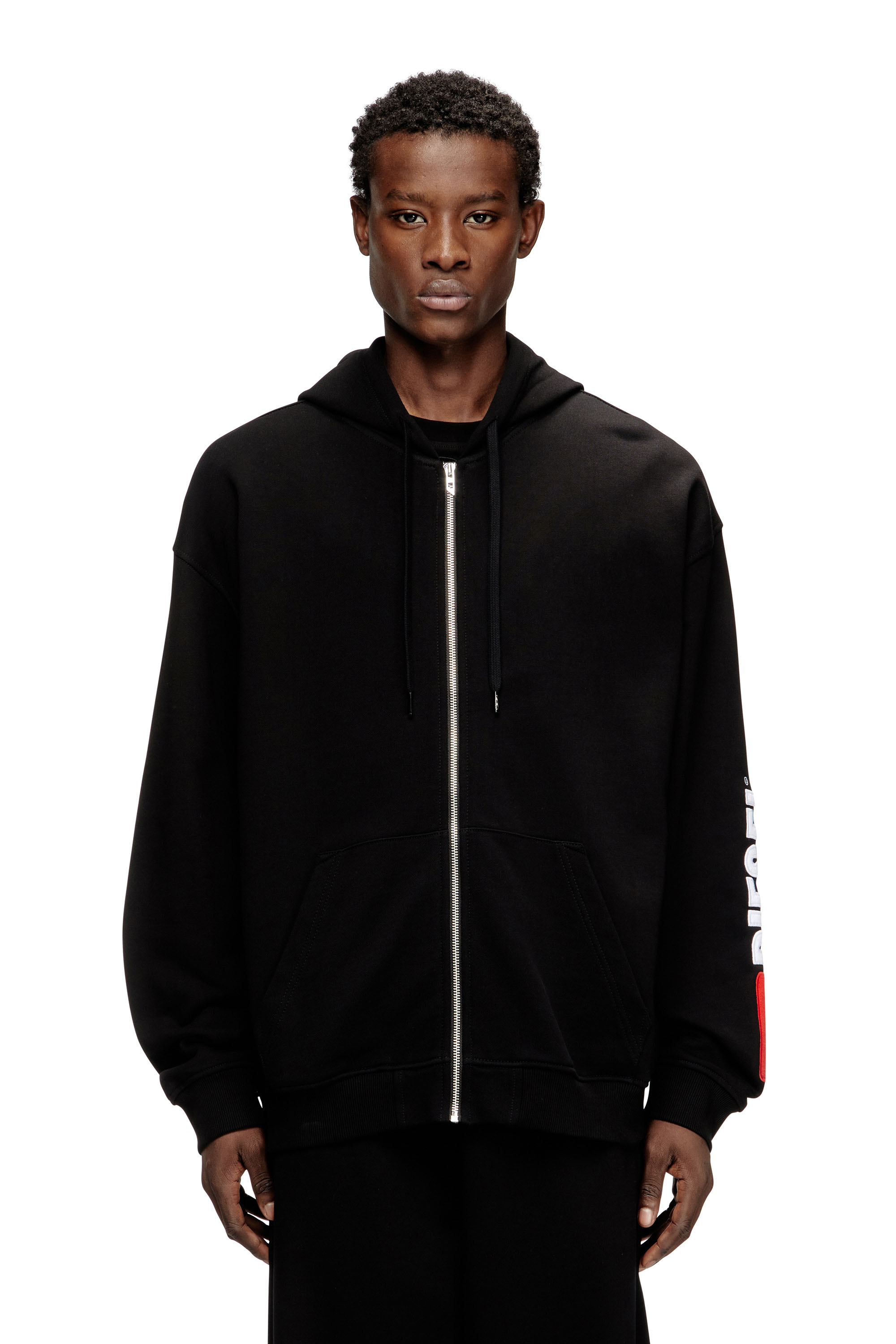 Diesel - S-BOXT-ZIP-HOOD-DIV, Man's Hoodie with logo patch embroidery in Black - 3