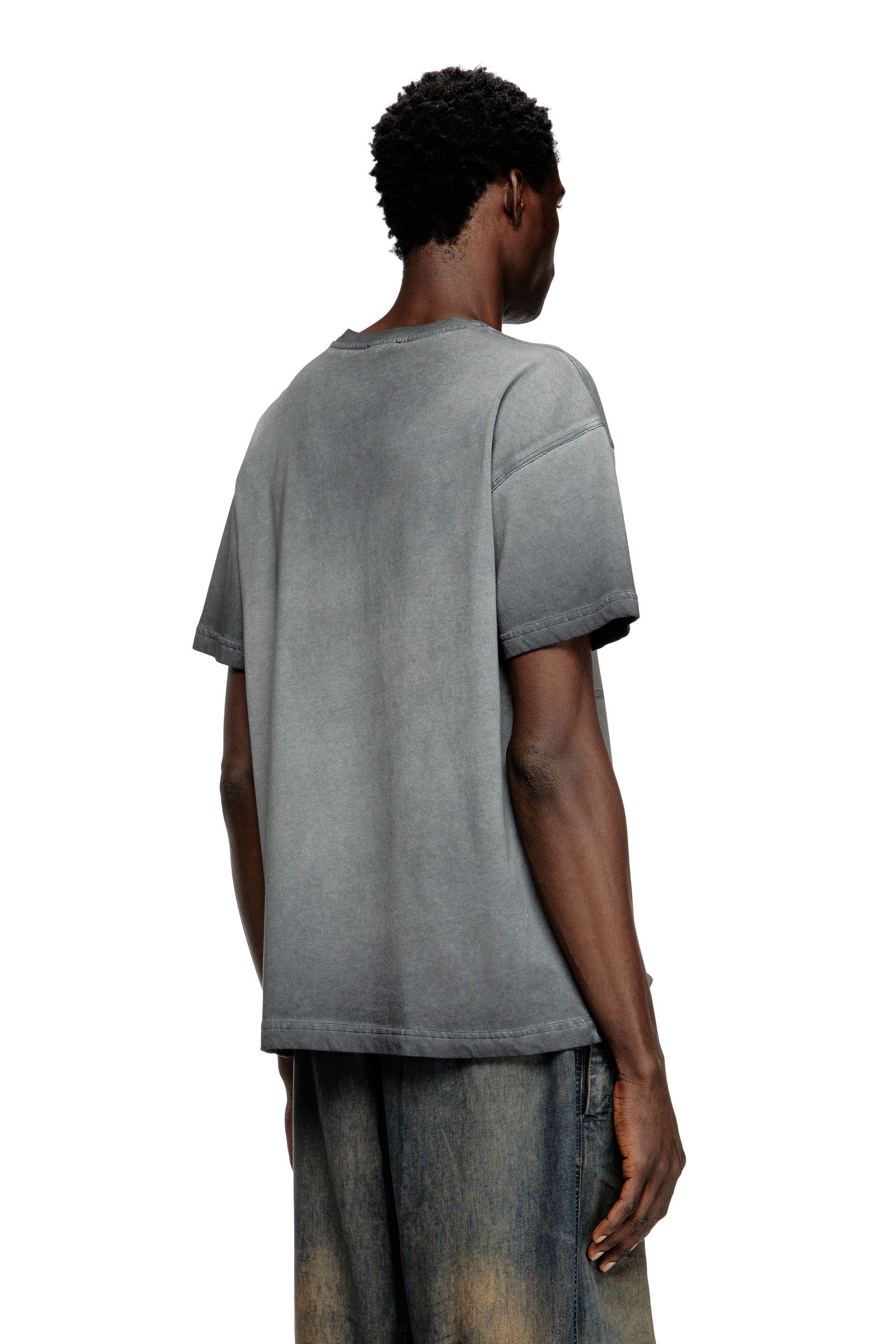 Diesel - T-NORM-T9, Man's T-shirt with phoenix devoré in Grey - 4