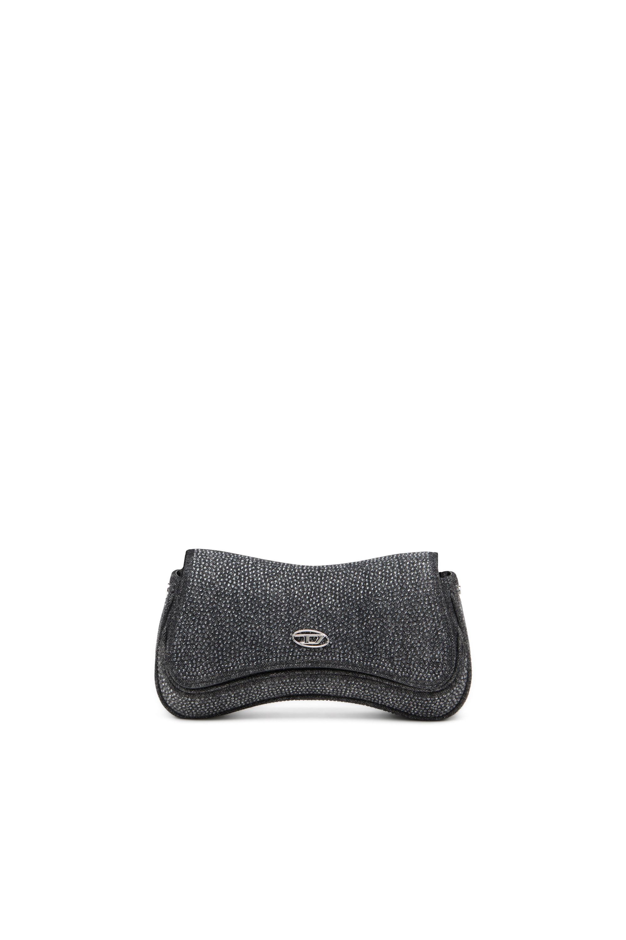 Diesel - PLAY CLUTCH, Woman's Play-Clutch in crystal denim in Black - 1