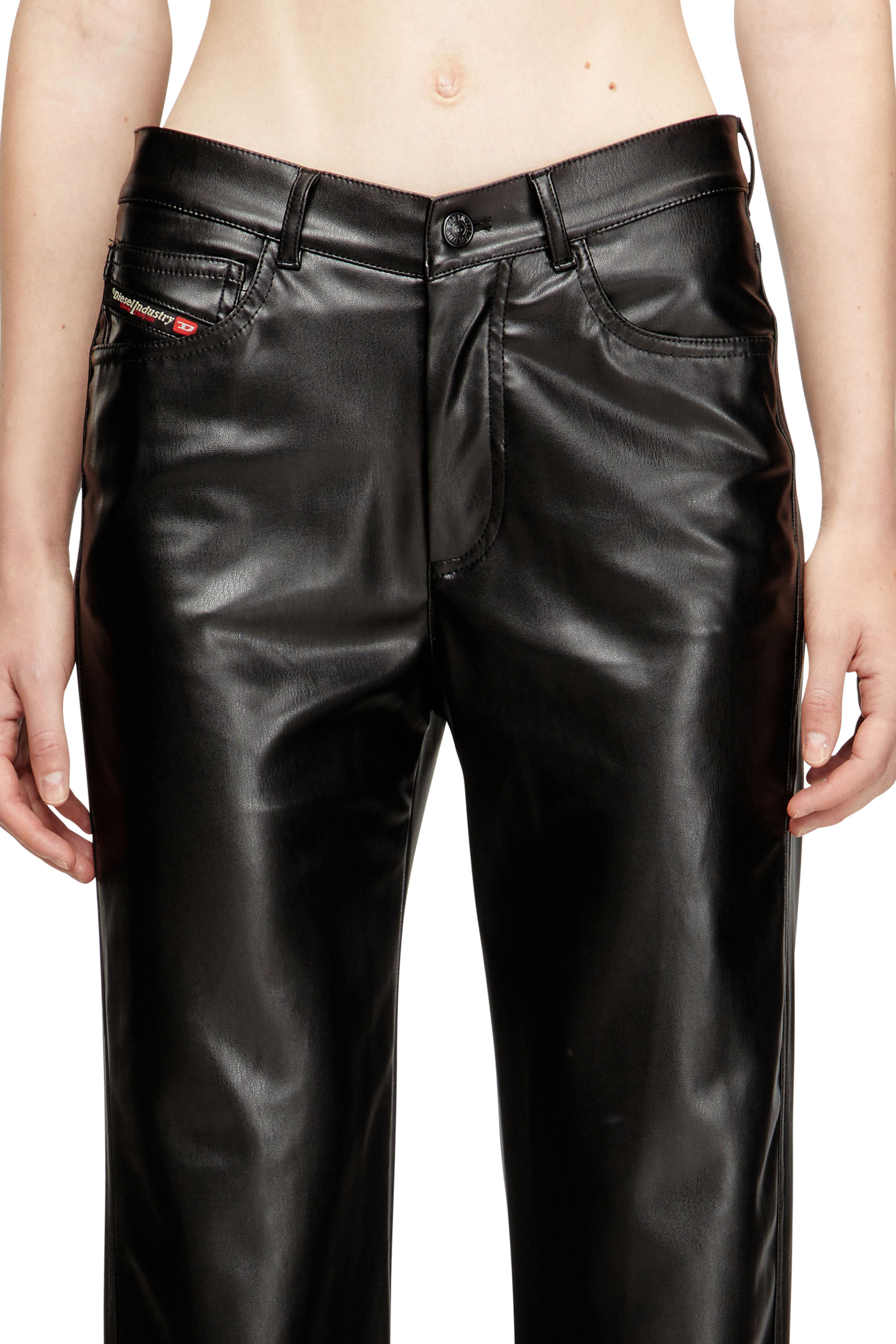 Diesel - P-LAIN, Woman's Five pocket pants in coated fabric in Black - 5