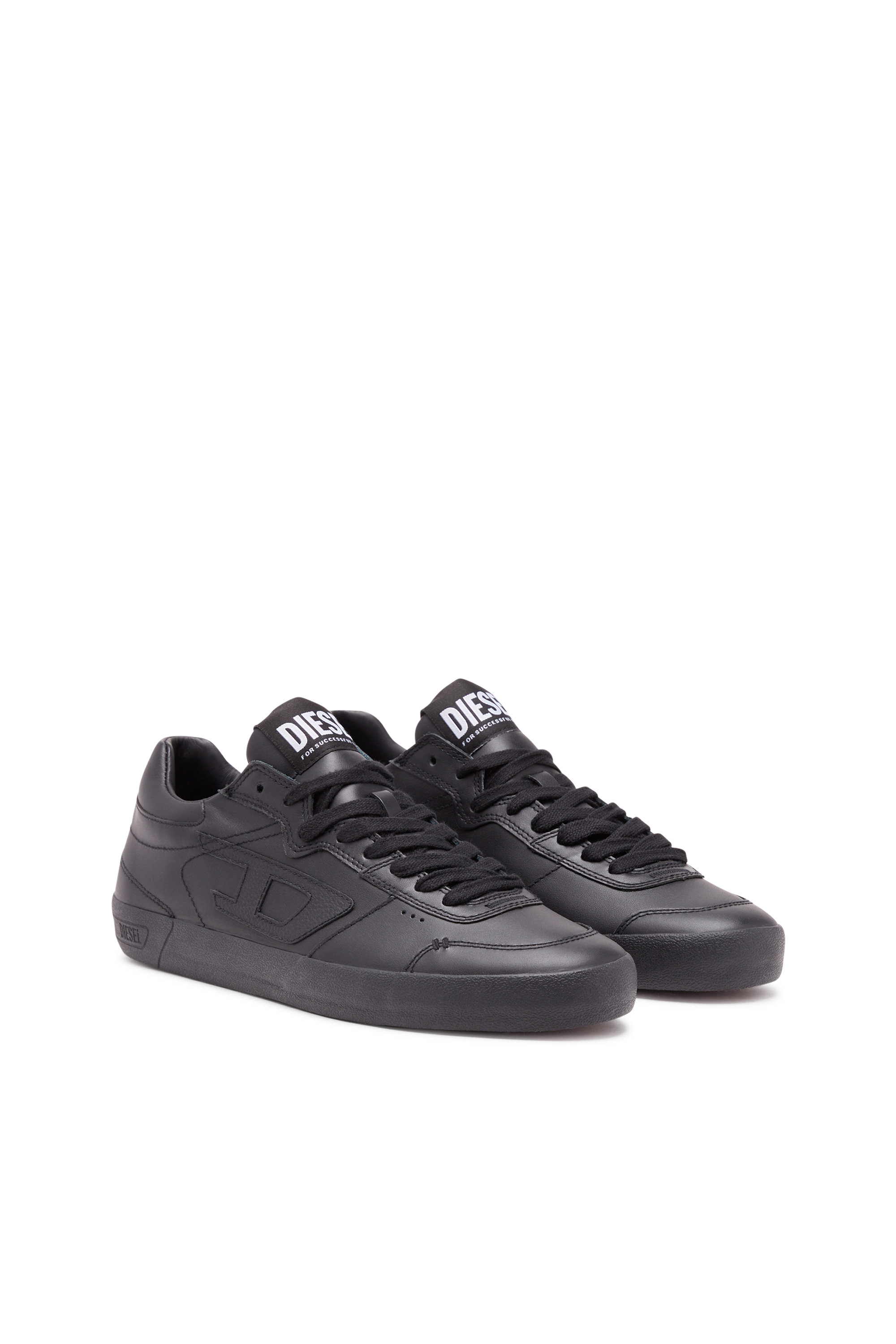 Diesel - S-LEROJI LOW, Man S-Leroji Low-Low-top leather sneakers with D branding in Black - Image 2