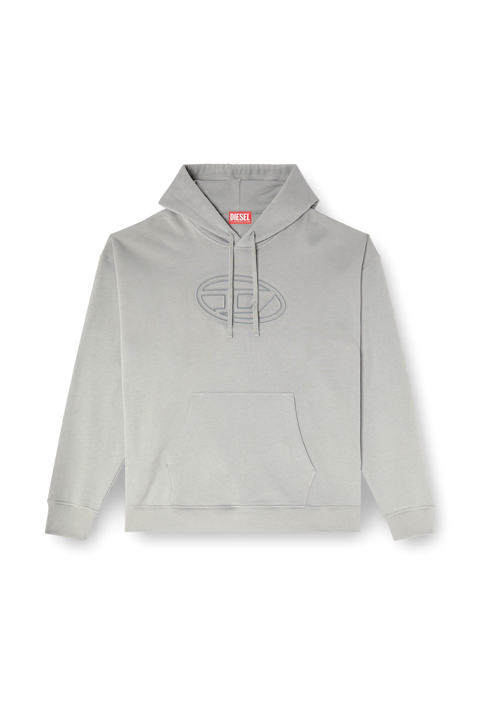 Diesel - S-UMMER-BIGOVAL, Man's Hoodie with embossed Oval D in Light Grey - 5