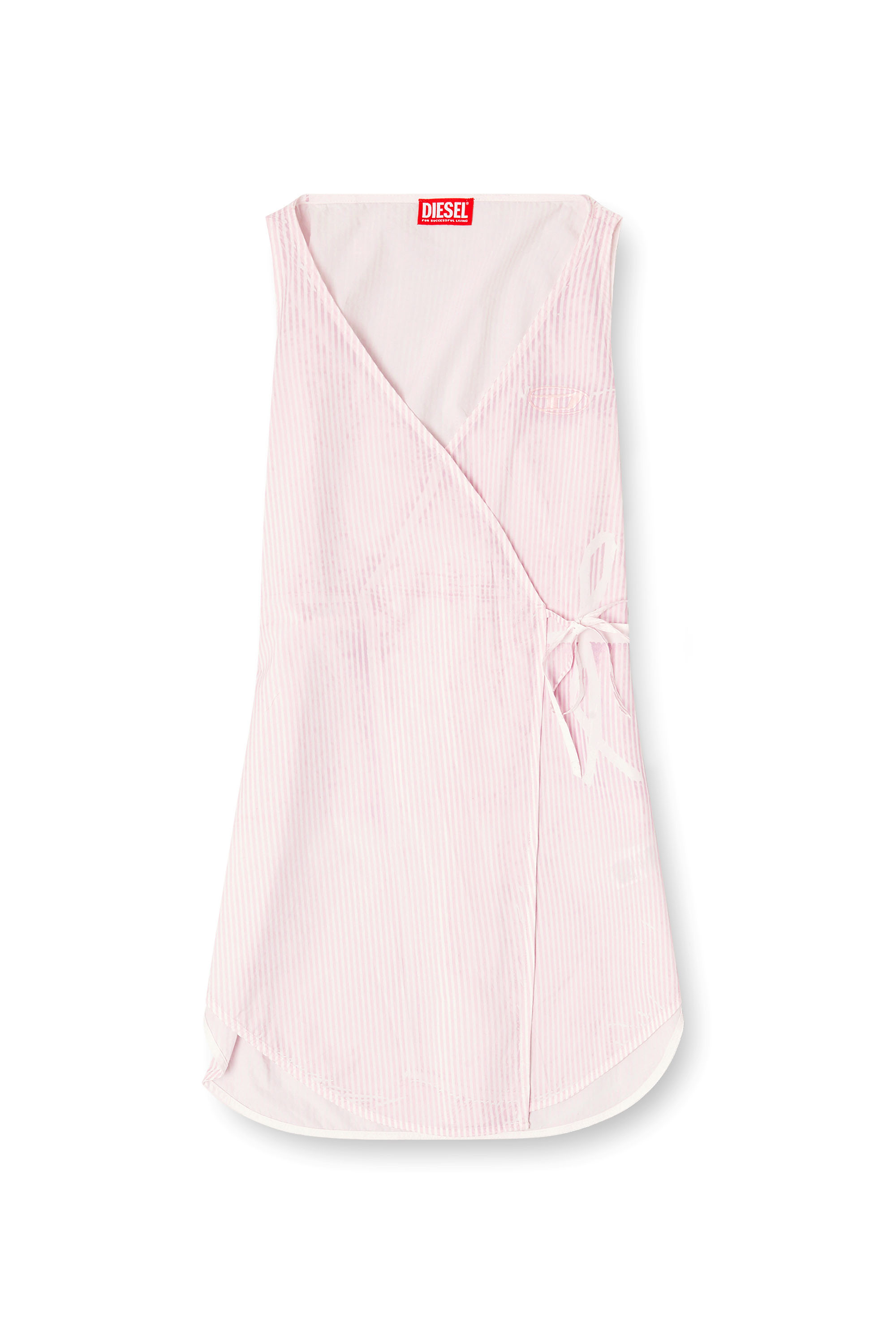 Diesel - D-ELPHOS-SL, Woman's Poplin mini dress with pinstripes in Pink - 1