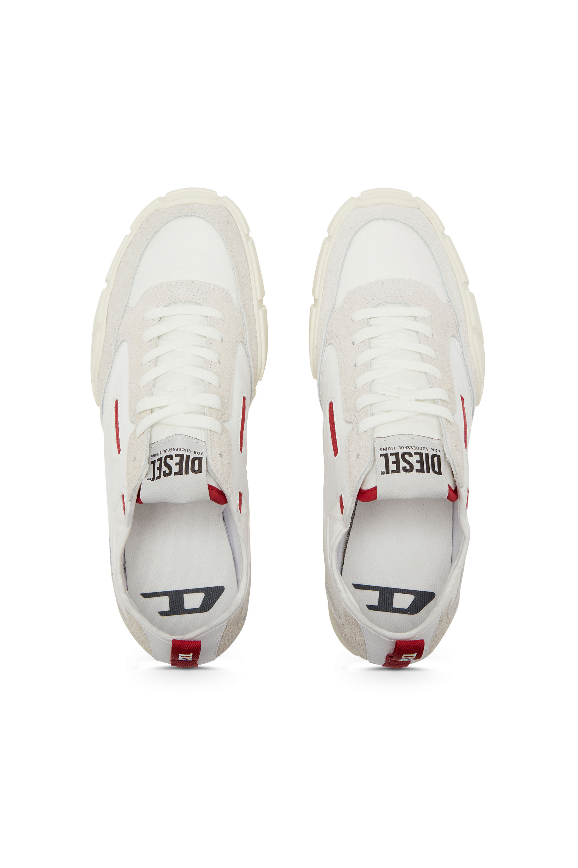 Diesel - S-PAGODHA LOW, Man's S-Pagodha-Sneakers in leather, suede and ripstop in White/Red - 4