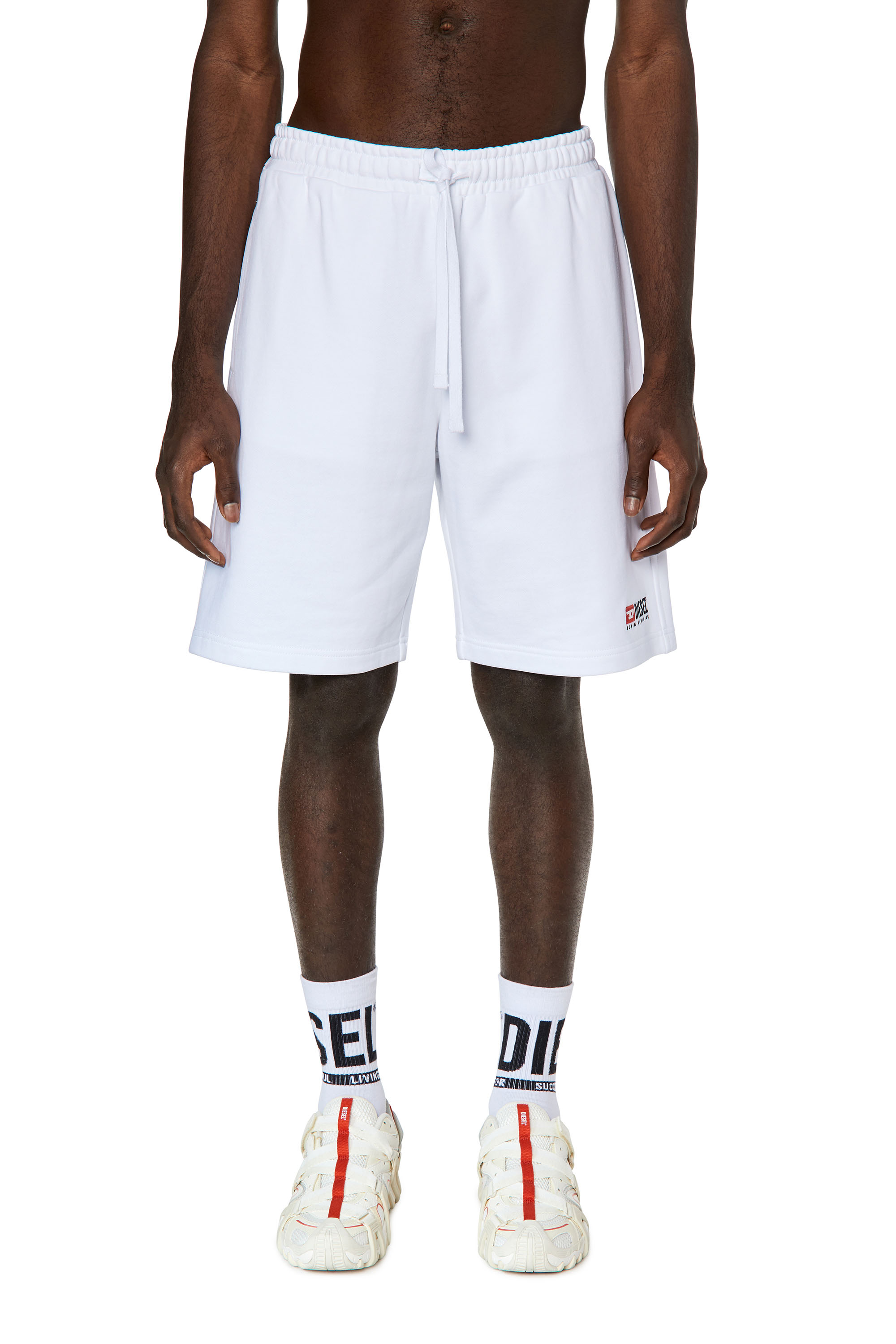 Diesel - P-CROWN-DIV, Man Sweat shorts with embroidered logo in White - Image 1