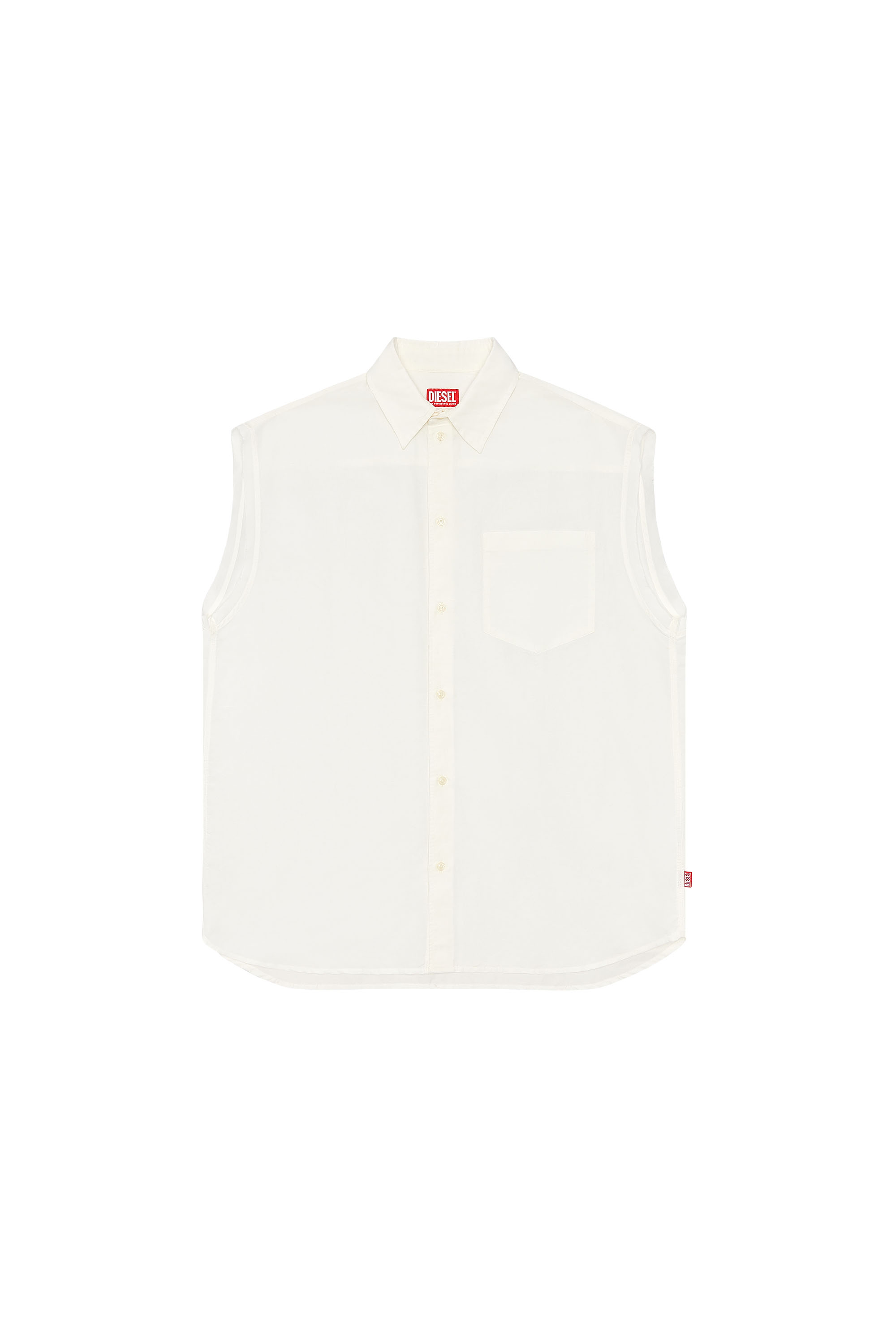 Diesel - S-SIMENS, Man Sleeveless shirt in linen blend in White - Image 3