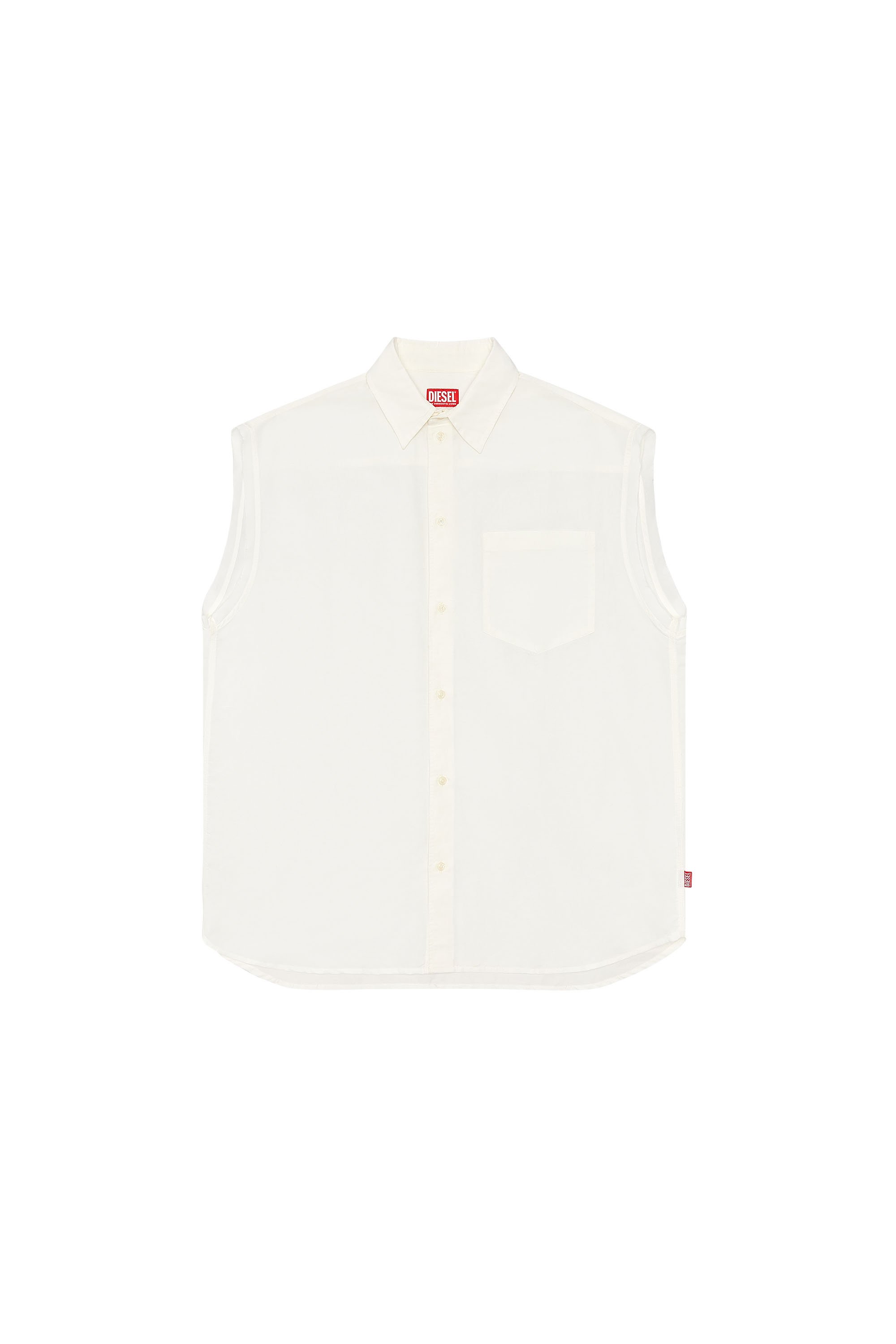Diesel - S-SIMENS, Man Sleeveless shirt in linen blend in White - Image 3