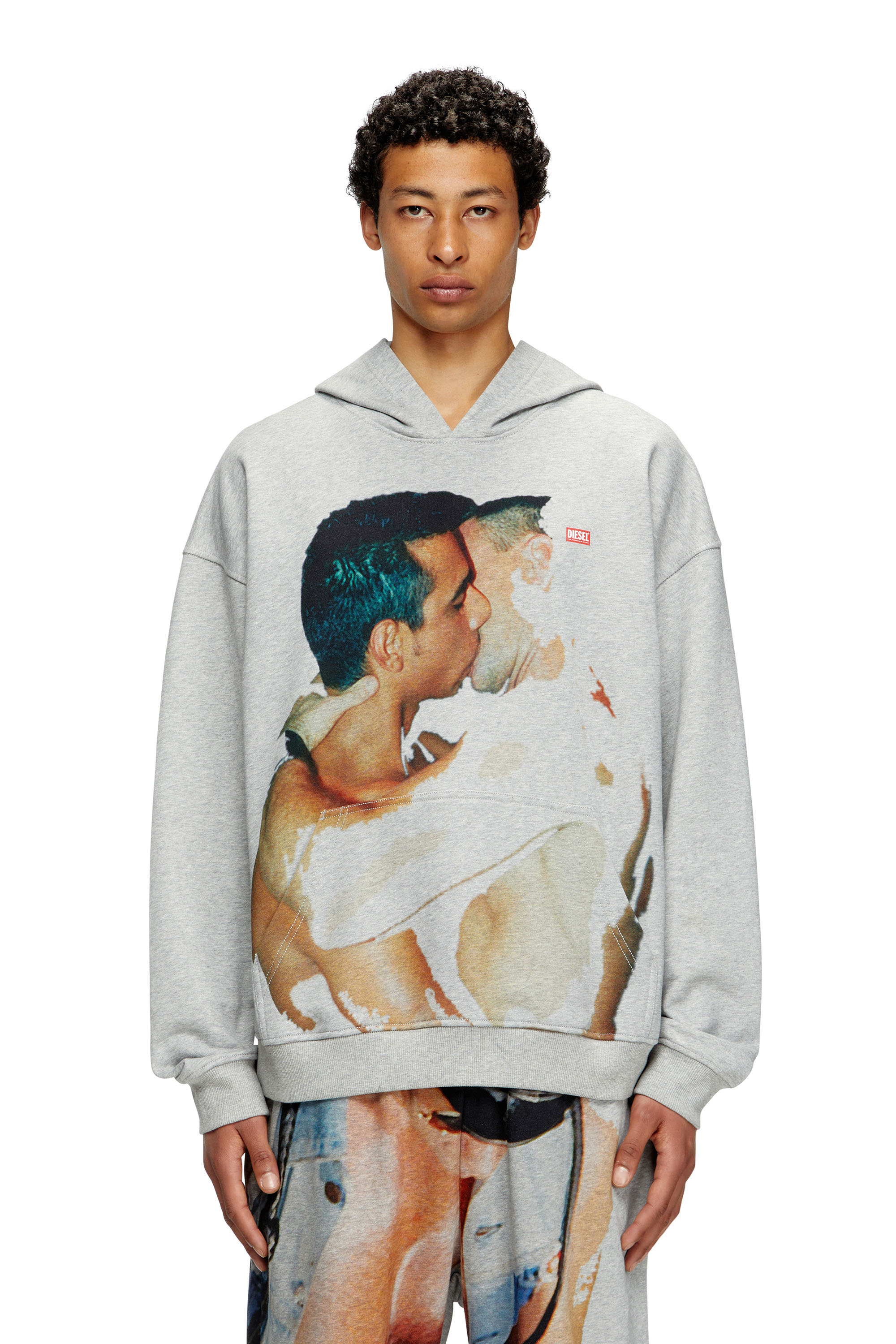Diesel - PR-S-BOXT-HOOD-TOM25, Unisex's Hoodie with graphic print in Grey - 1