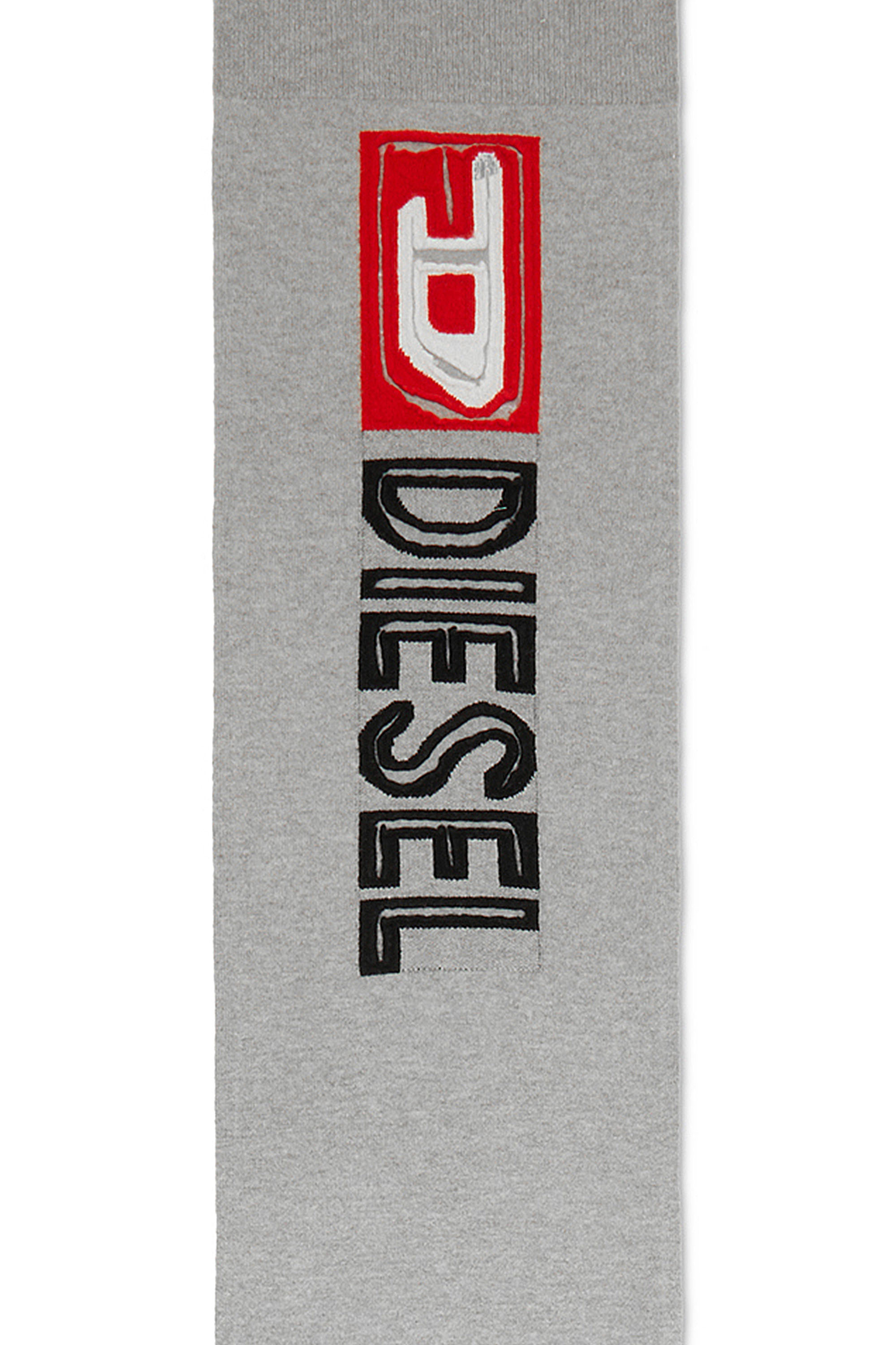 Diesel - K-PEFF, Unisex's Wool scarf with peel-off logo in Grey - 3