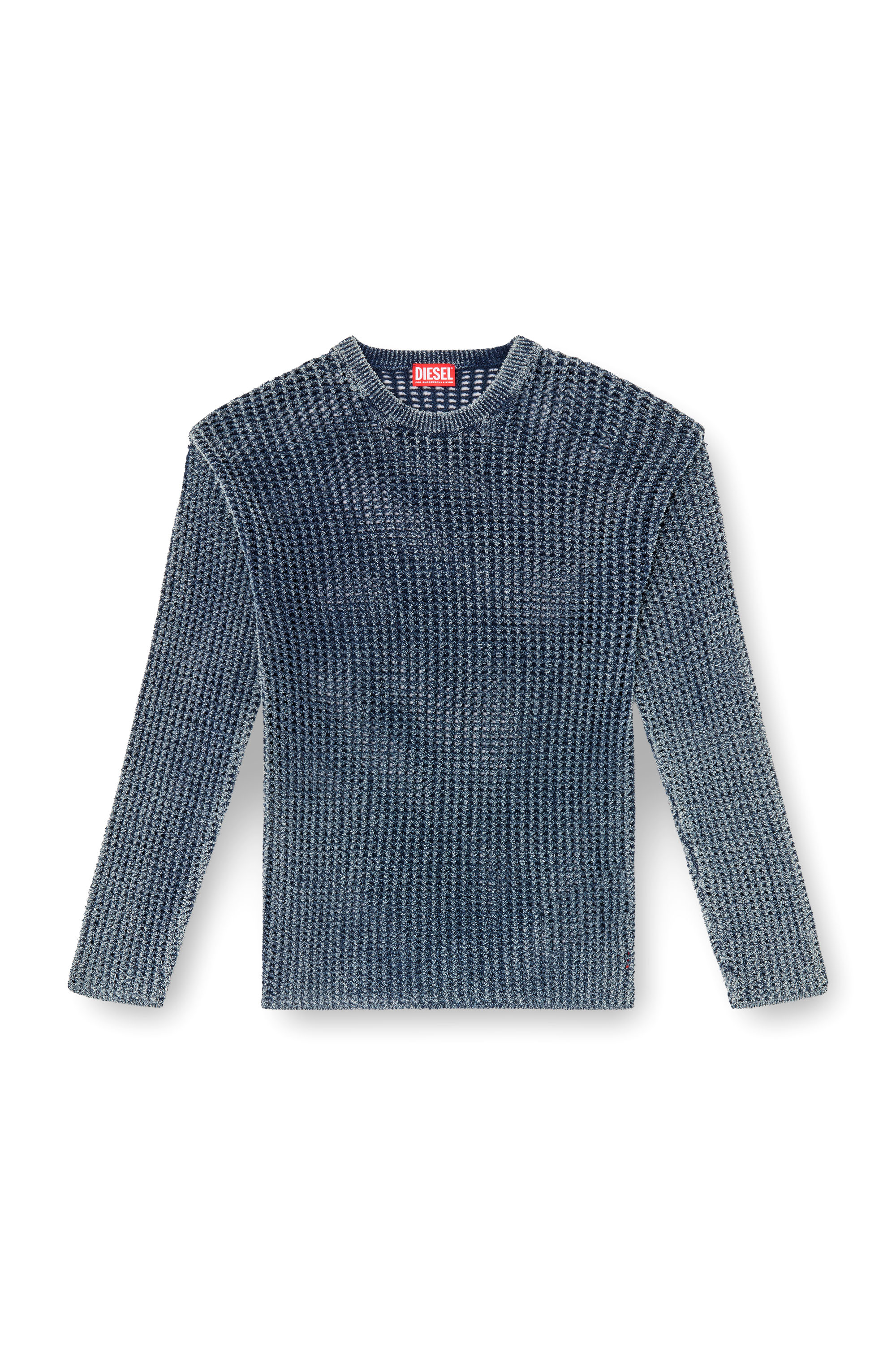 Diesel - K-REDROS, Man's Mesh-knit jumper in denim yarn in Blue - 3
