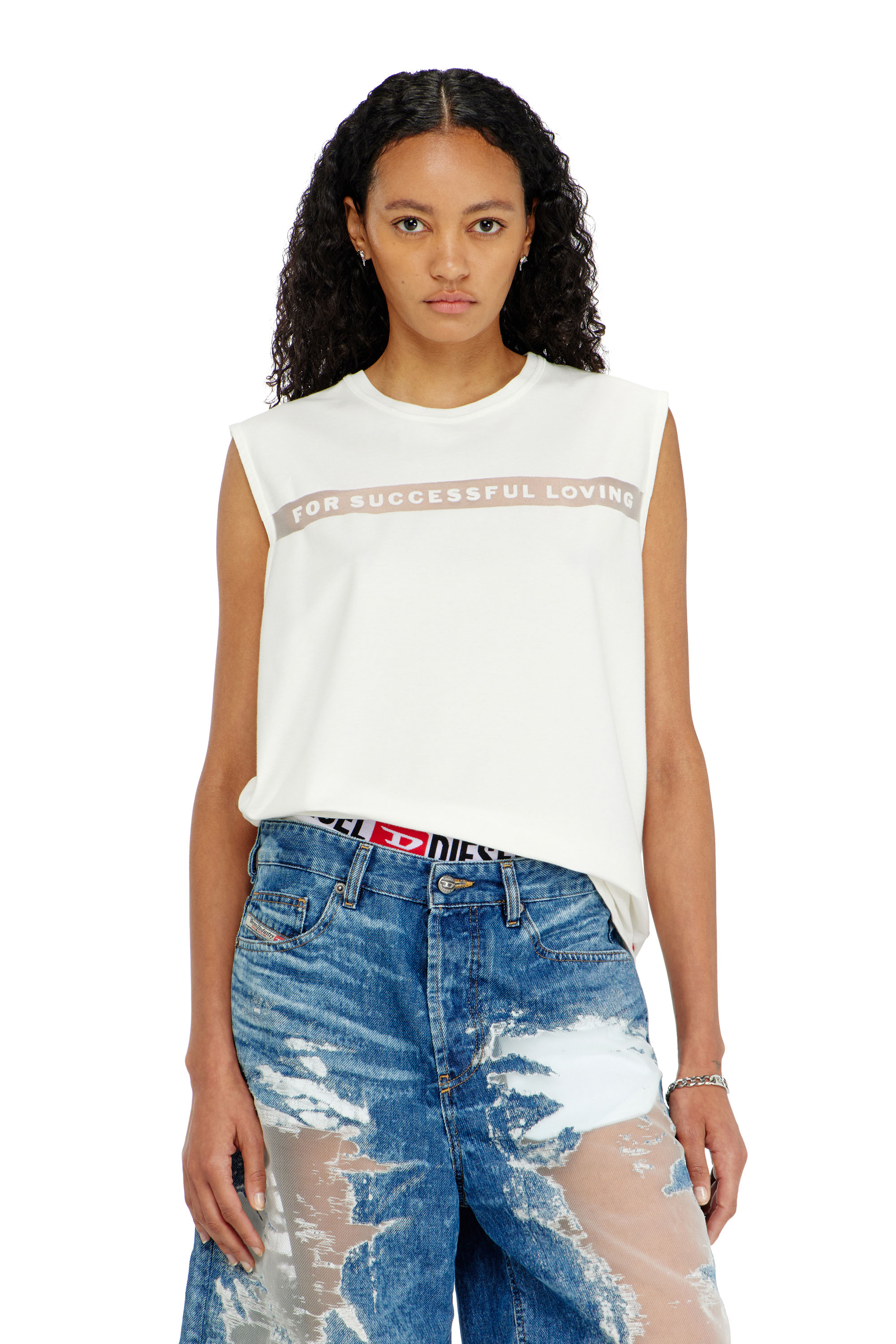 Diesel - PR-T-NORM-BISC-MATI-R, Unisex's Tank top with For Successful Loving logo in White - 1