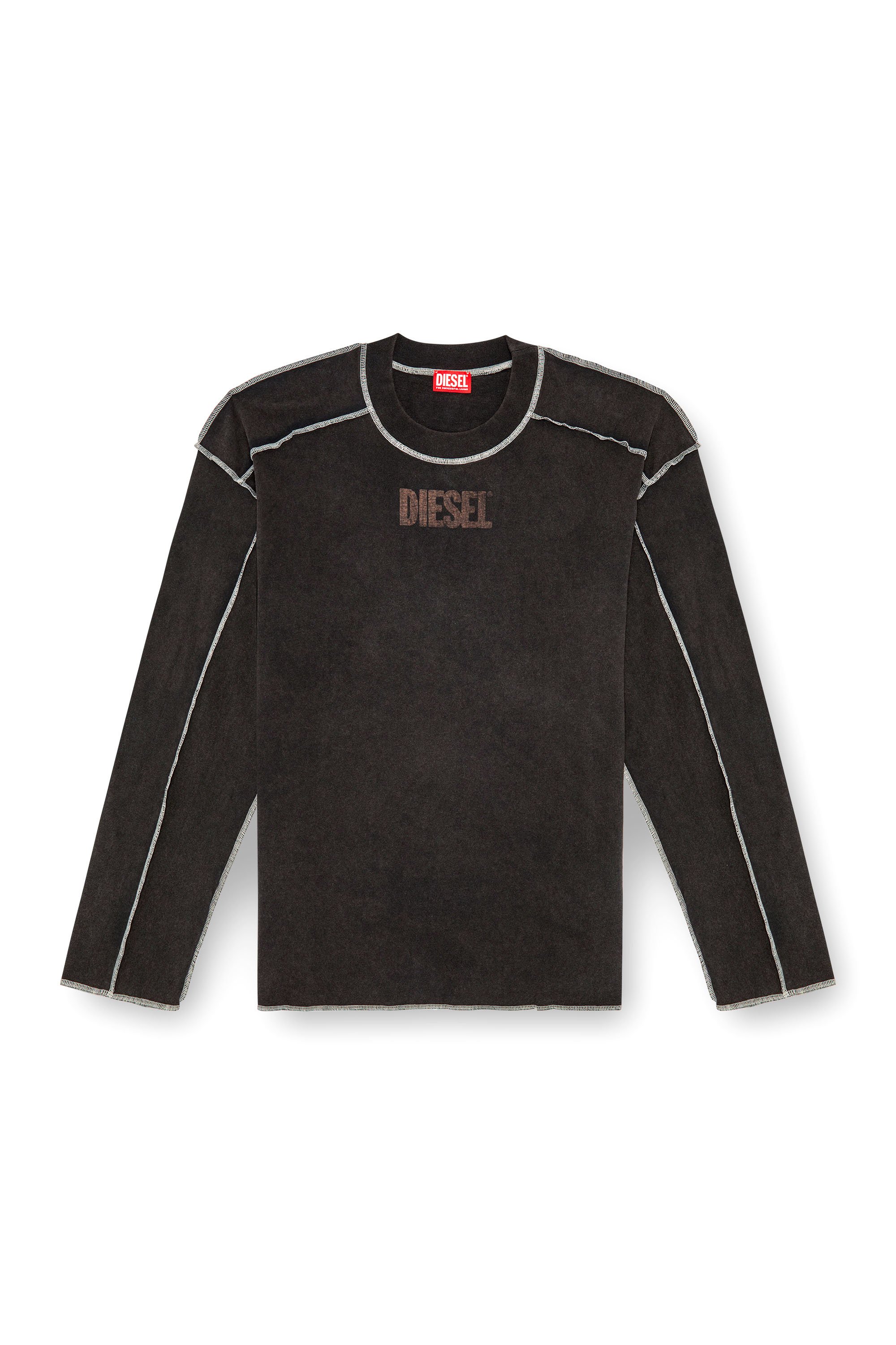 Diesel - T-CRAOR-LS, Man Long-sleeve T-shirt with inside-out effect in Grey - Image 3