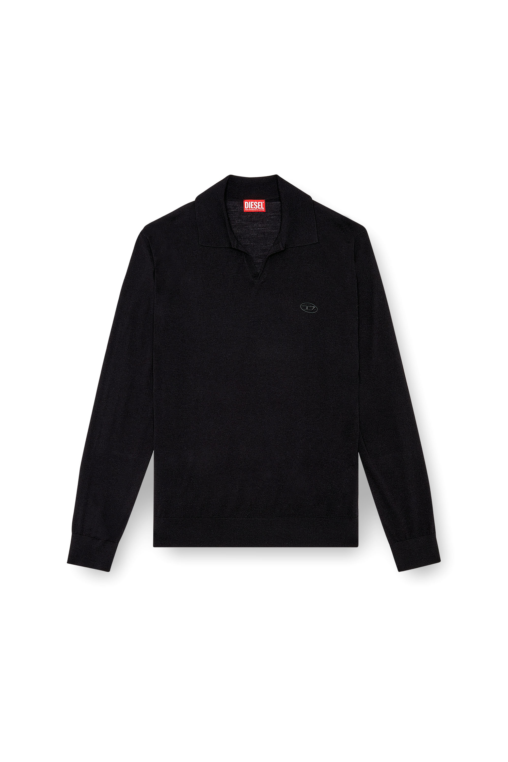 Diesel - K-GLARE, Man's Wool jumper with polo collar in Black - 3