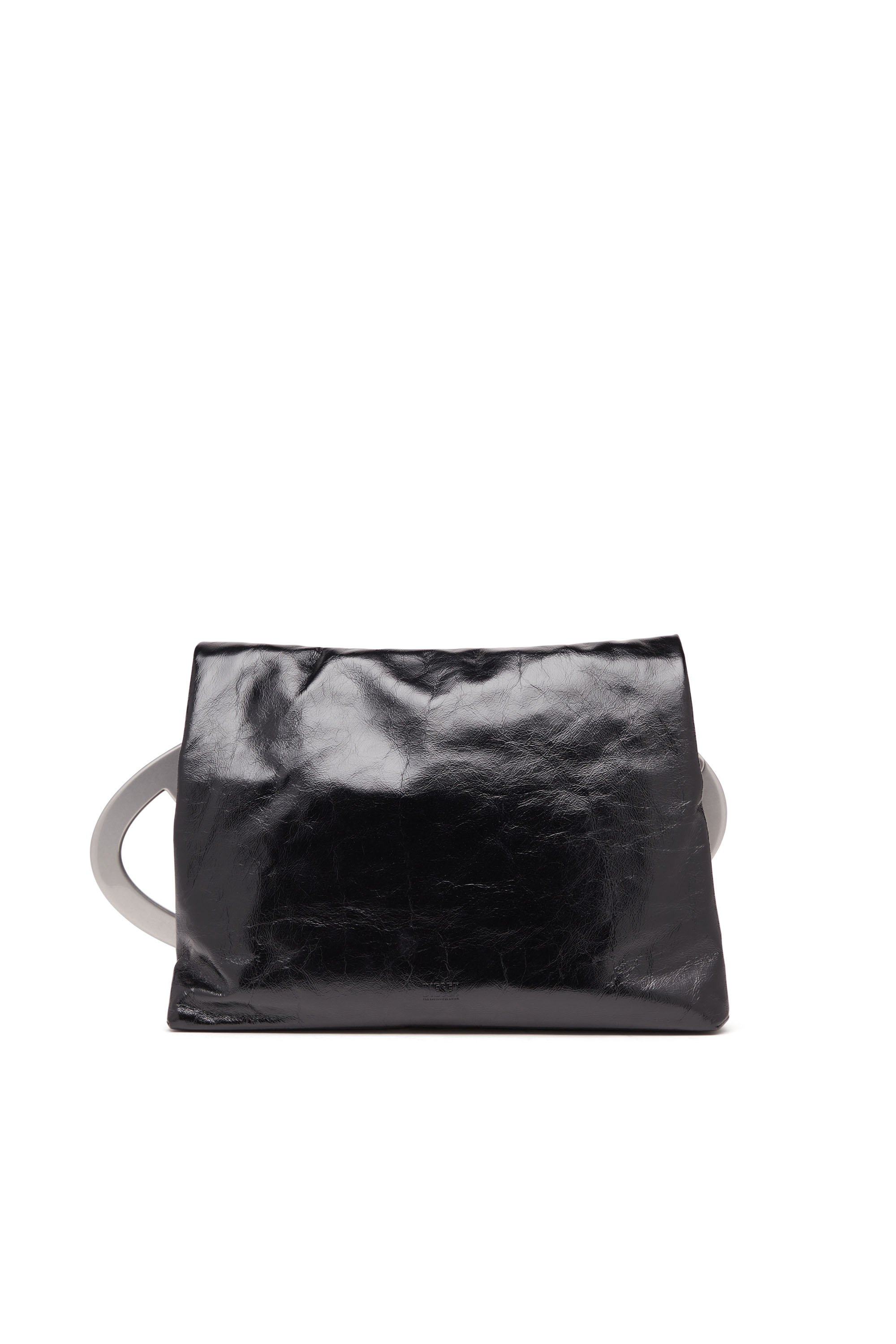 Diesel - BIG-D POUCH, Woman's Big-D-Clutch bag in crinkled leather in Black - 2