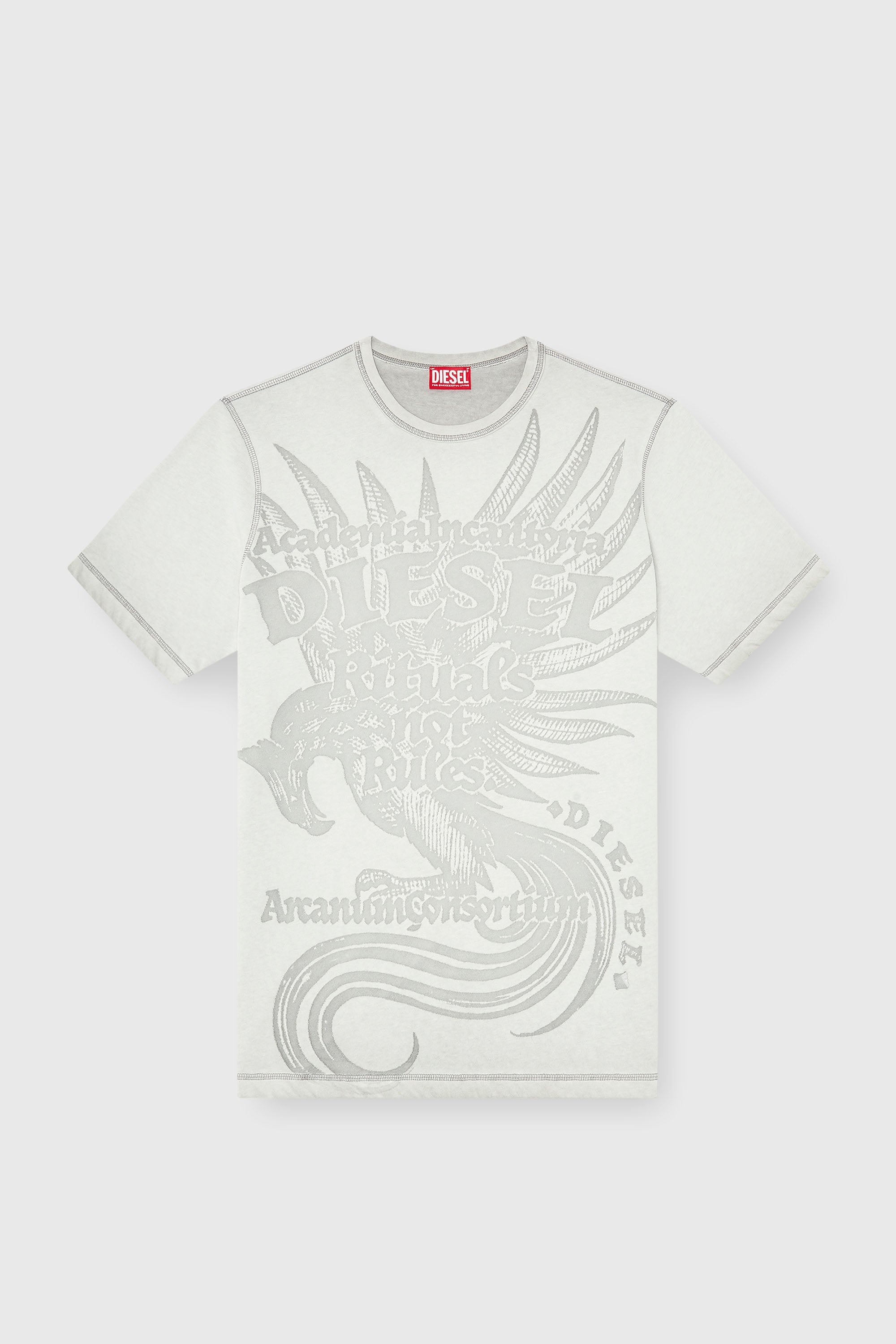 Diesel - T-RAWJUST-AA1, Man's Jersey T-shirt with embossed graphic in Light Grey - 2