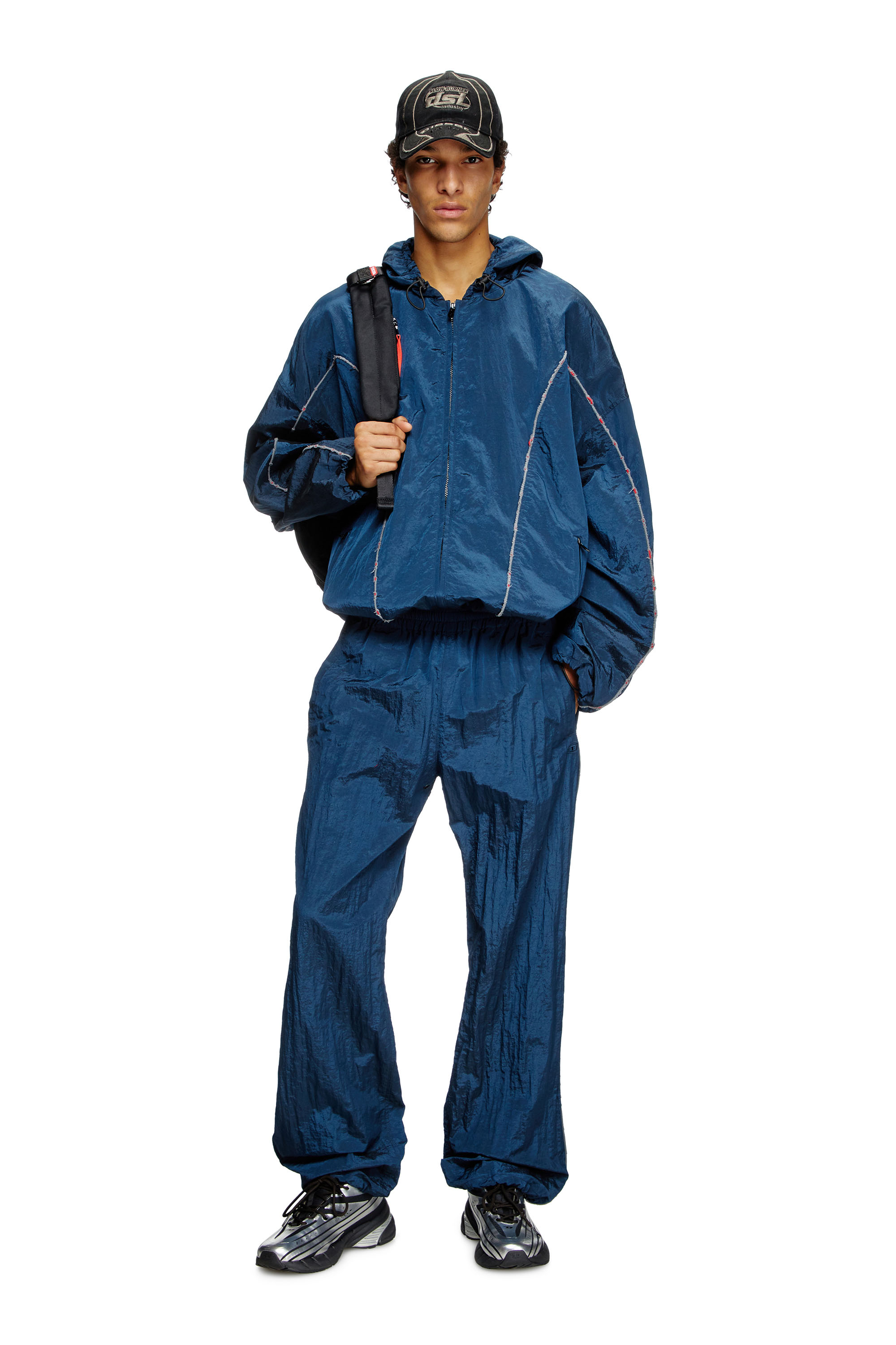 Diesel - P-ANTHEIT, Man's Track pants with distressed piping in Blue - 2