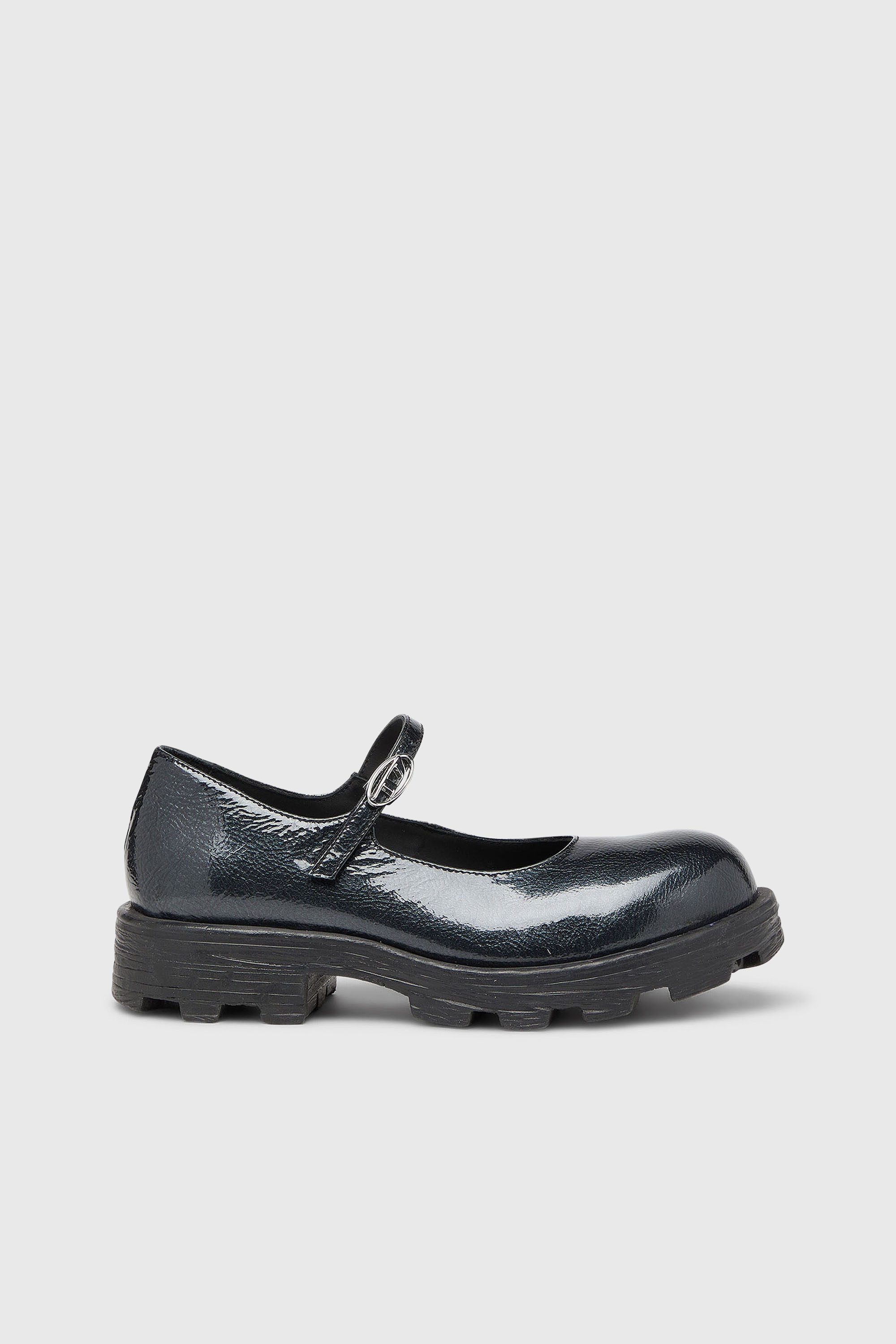 Diesel - D-HAMMER MARY JANE, Woman's D-Hammer - Lugged Mary Jane flats in patent leather in Black - 1