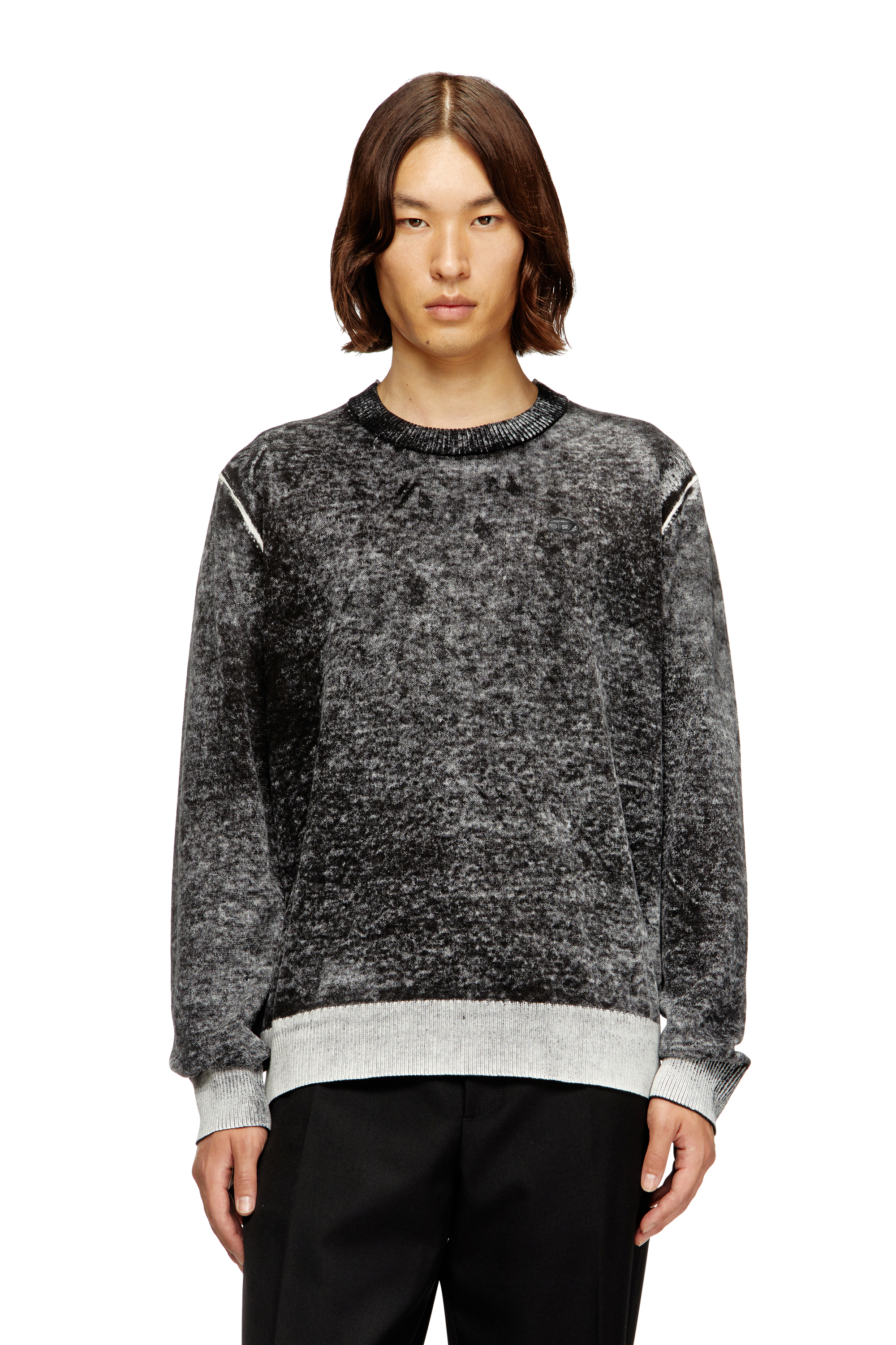 Diesel - K-LAURENT, Man's Jumper with faded reverse print in Grey - 1