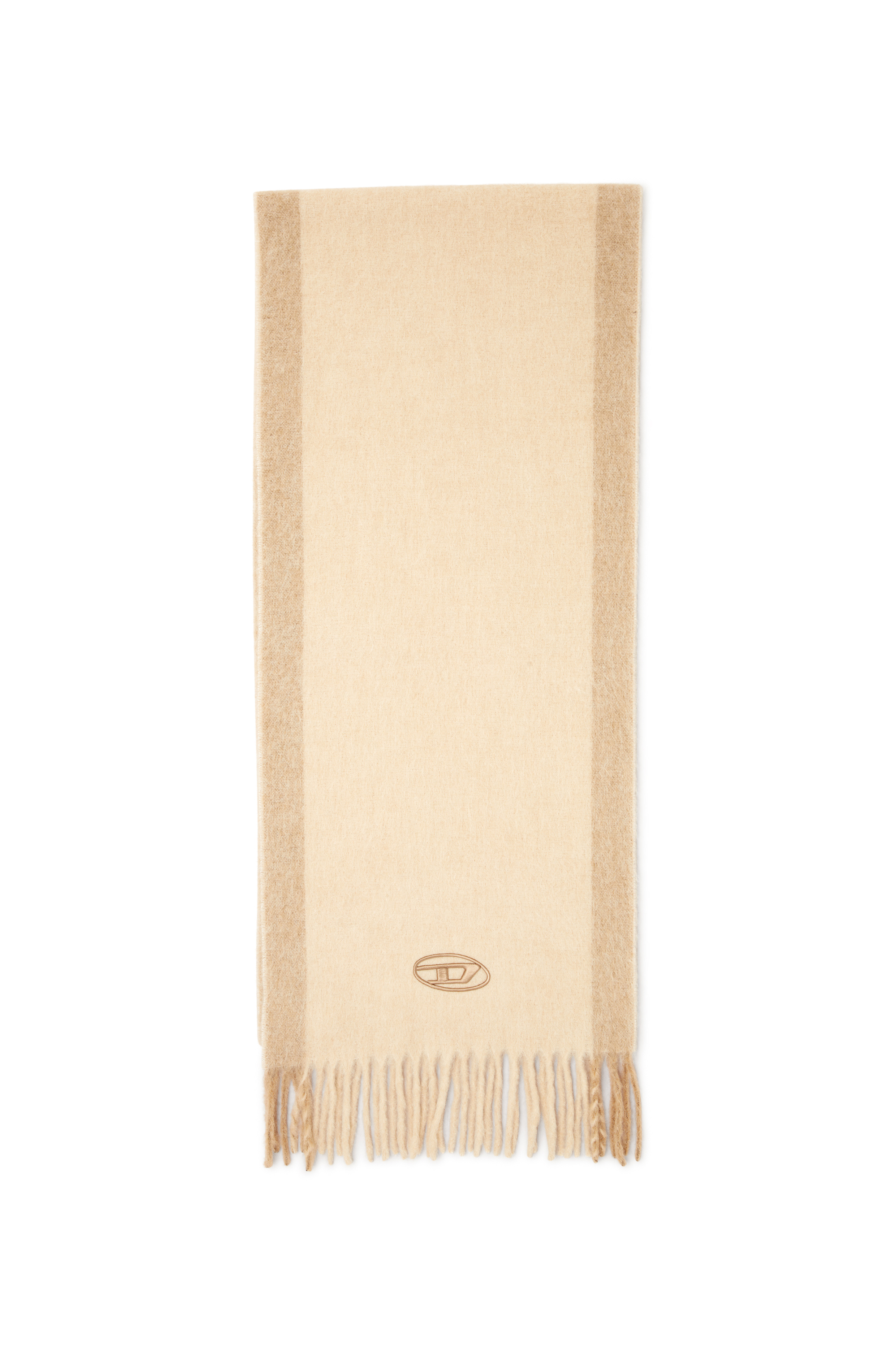Diesel - S-OLID, Man's Wool-blend scarf with contrast stripes in Beige - 1