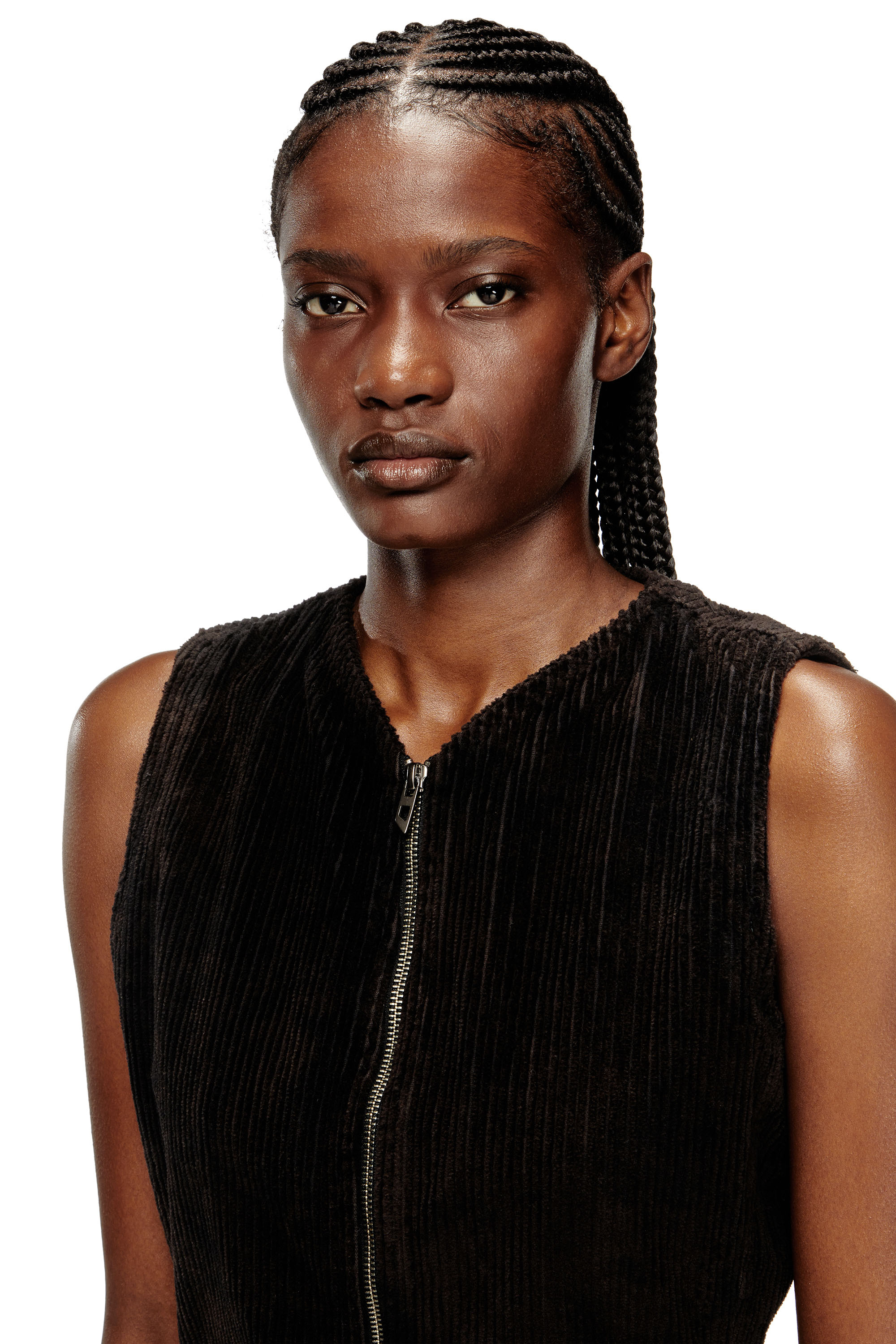 Diesel - D-ENEA, Woman's Cotton mini dress with front zipper in Black - 5