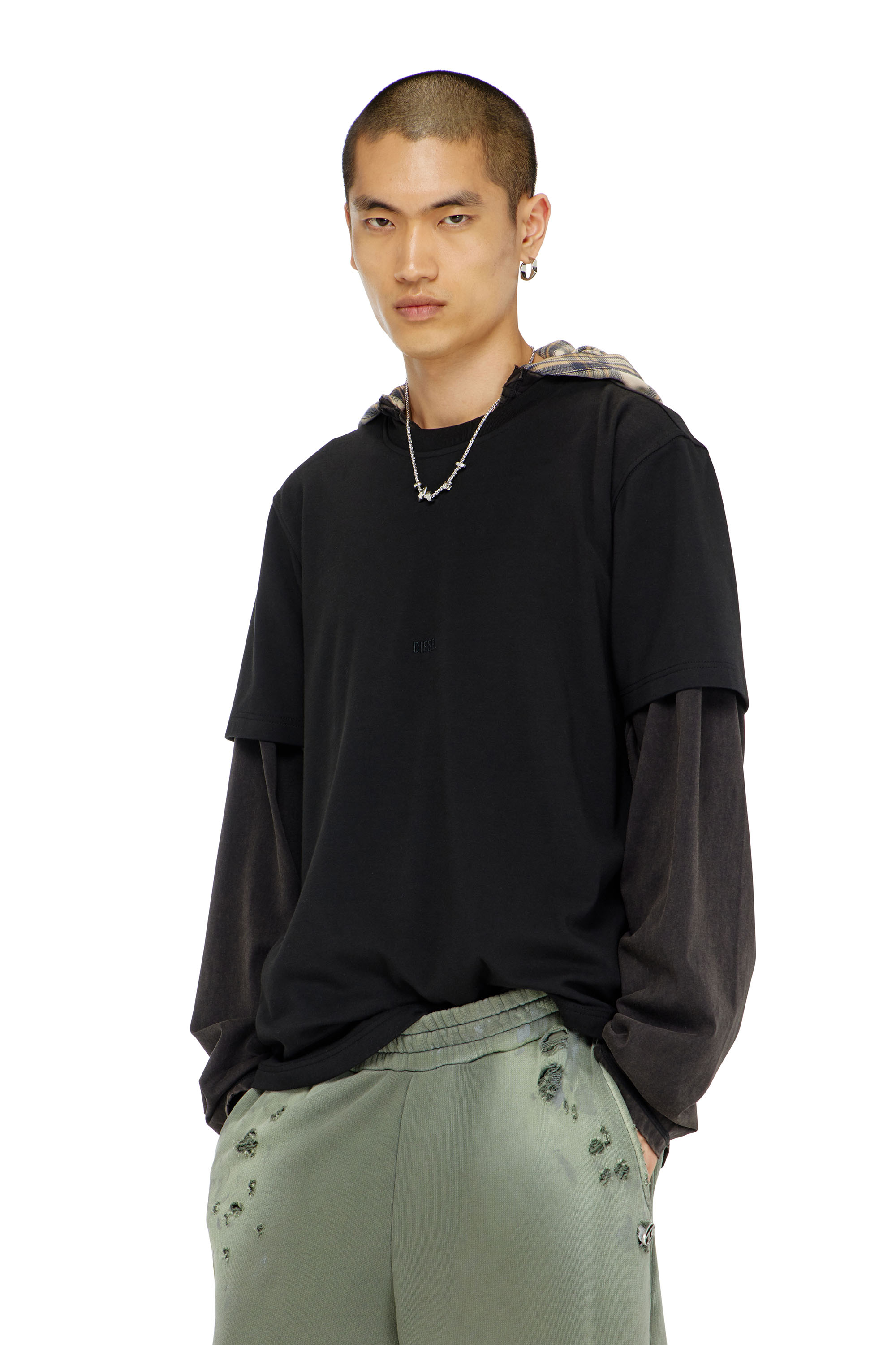 Diesel - T-ADJUST-AA2, Man's Cotton-interlock T-shirt with logo embroidery in null - 1