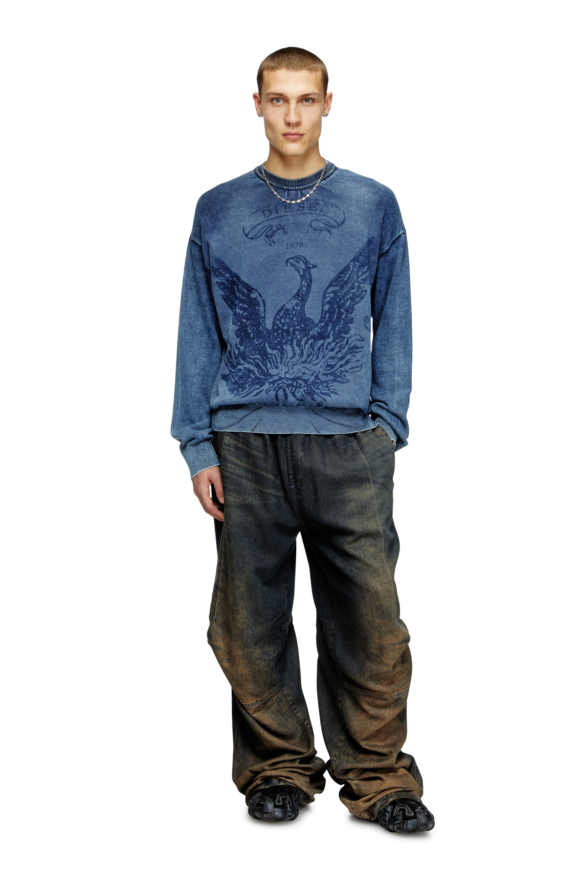 Diesel - K-FENICOL, Man's Indigo jumper with Phoenix logo in Blue - 2