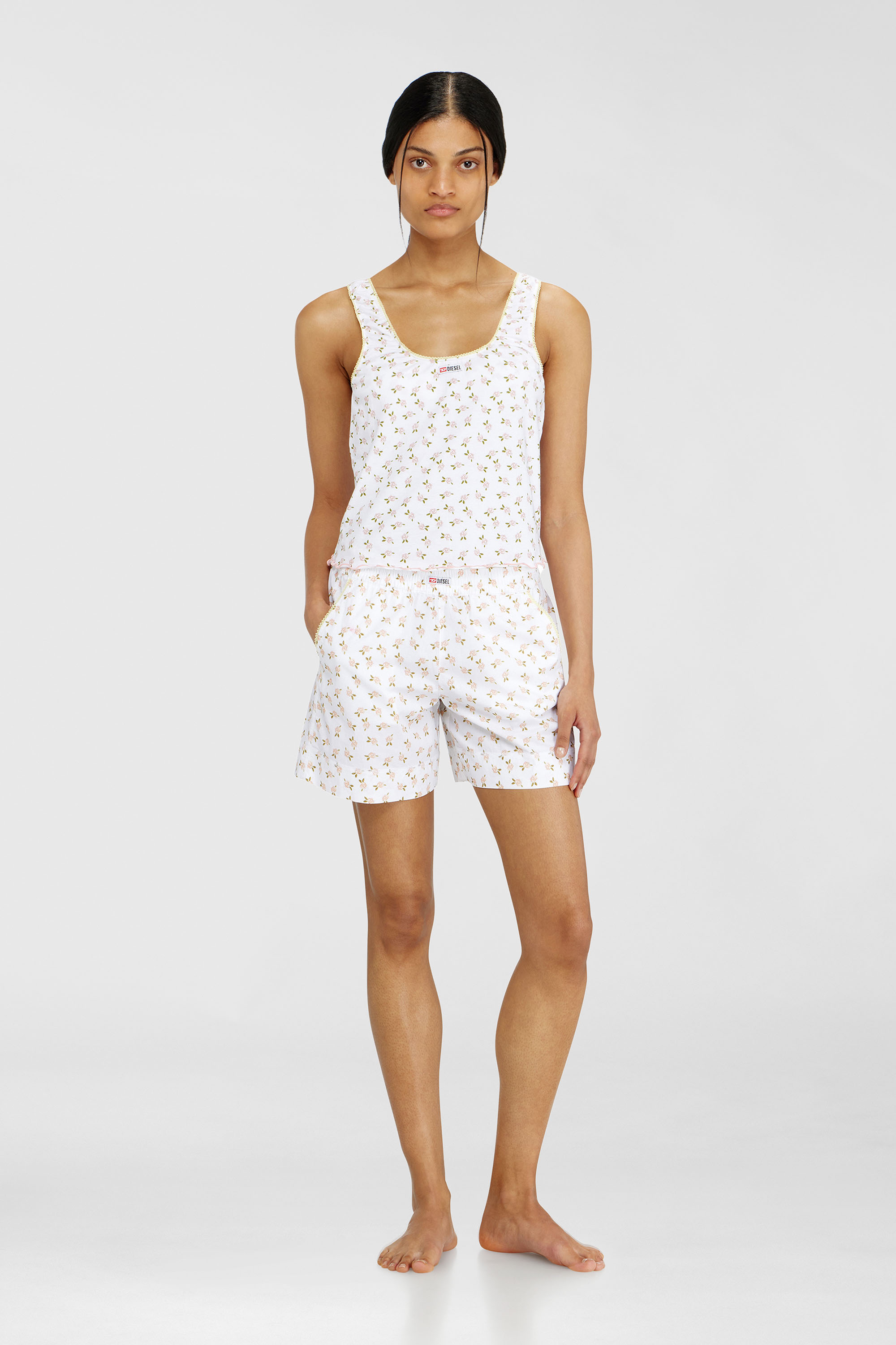 Diesel - GEORGIE-D-CORE, Woman's Stretch cotton top with floral print in White - 2