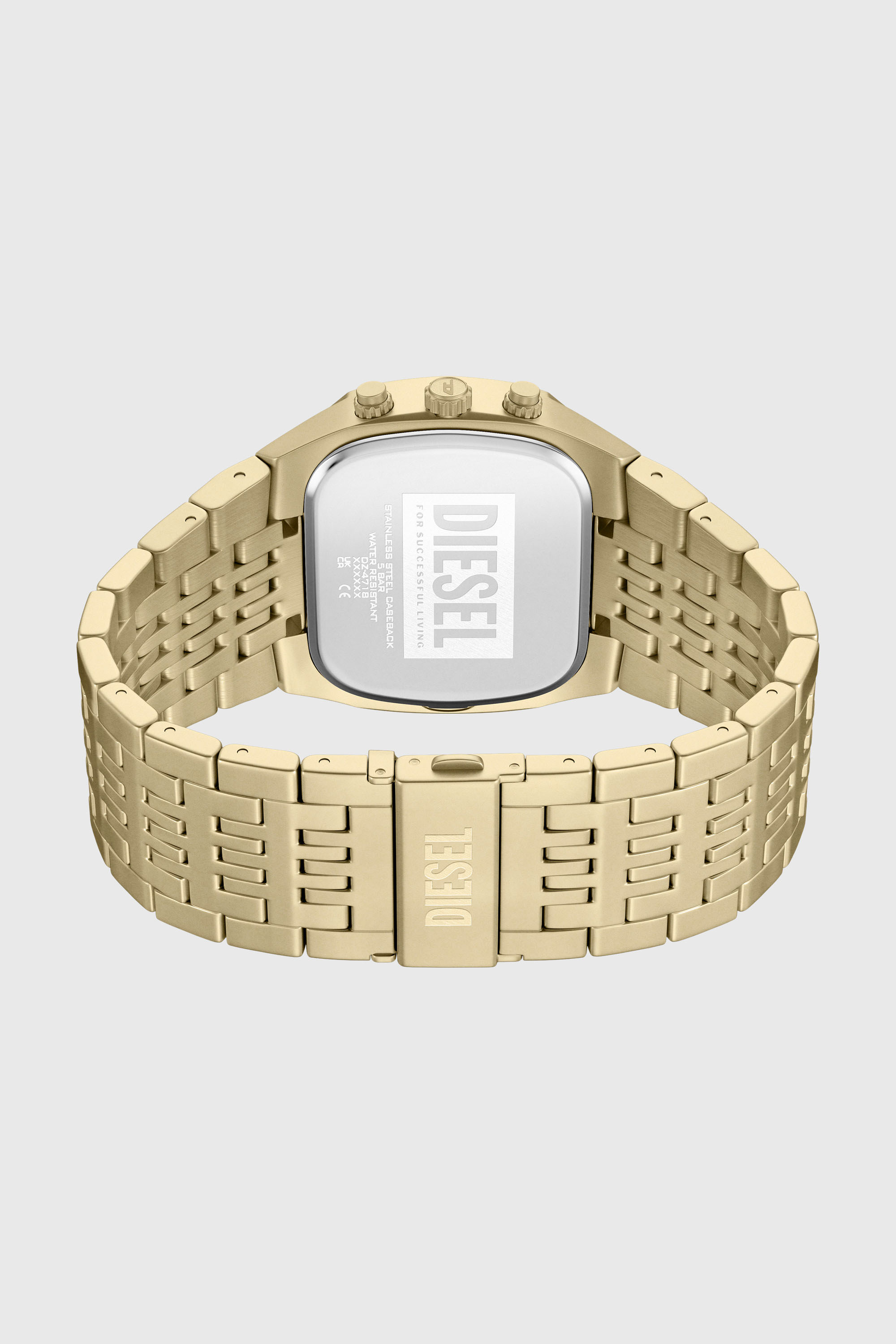 Diesel - DZ4718 WATCH, Man's Spiked Cushion gold-tone stainless steel watch in Gold - 5