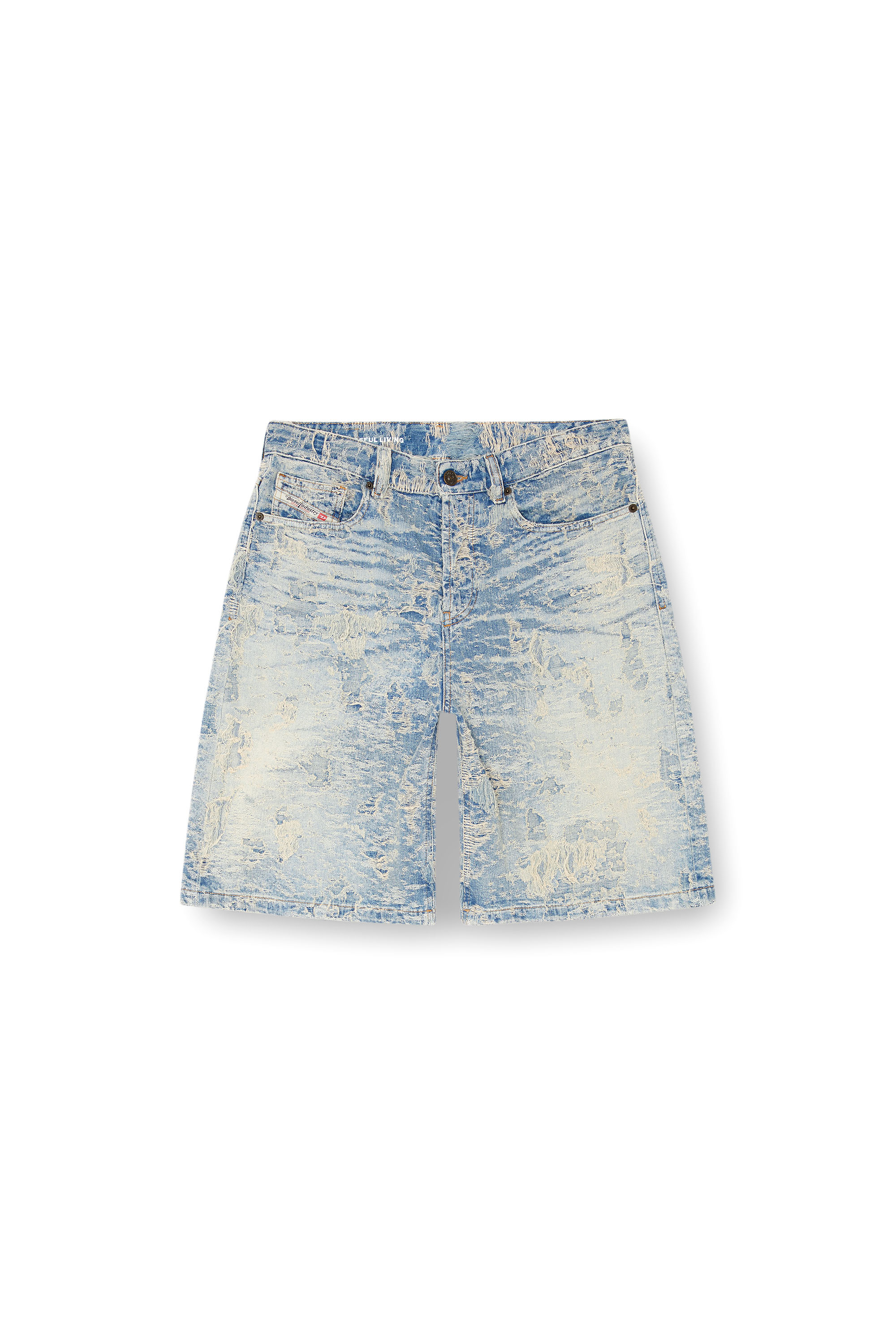 Diesel - DE-SIRE-SHORT-FSF, Woman's Shorts in dirty jacquard denim in Light Blue - 5