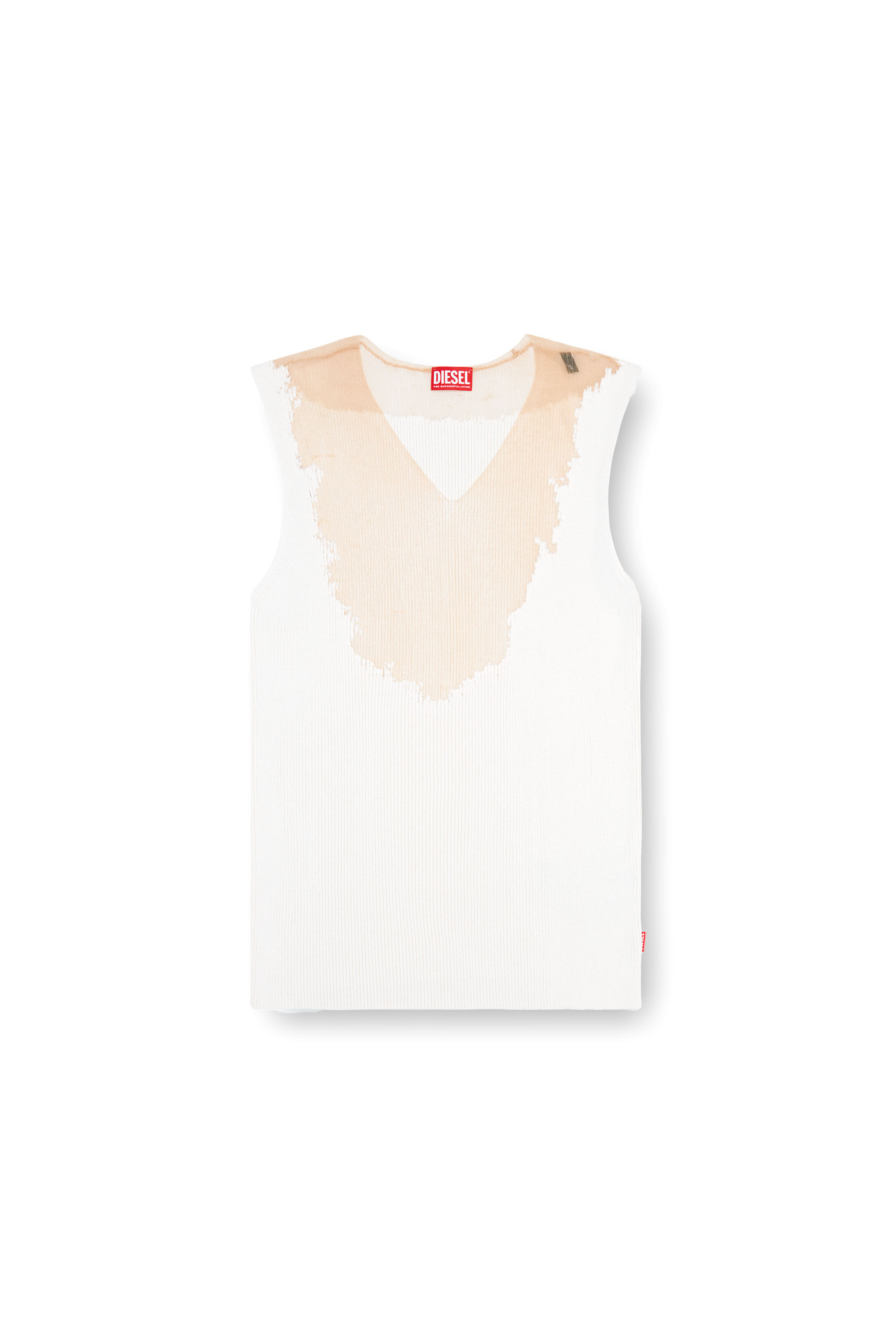 Diesel - K-ORAZIO, Man's Knit tank top with devoré sweat stains in White - 3