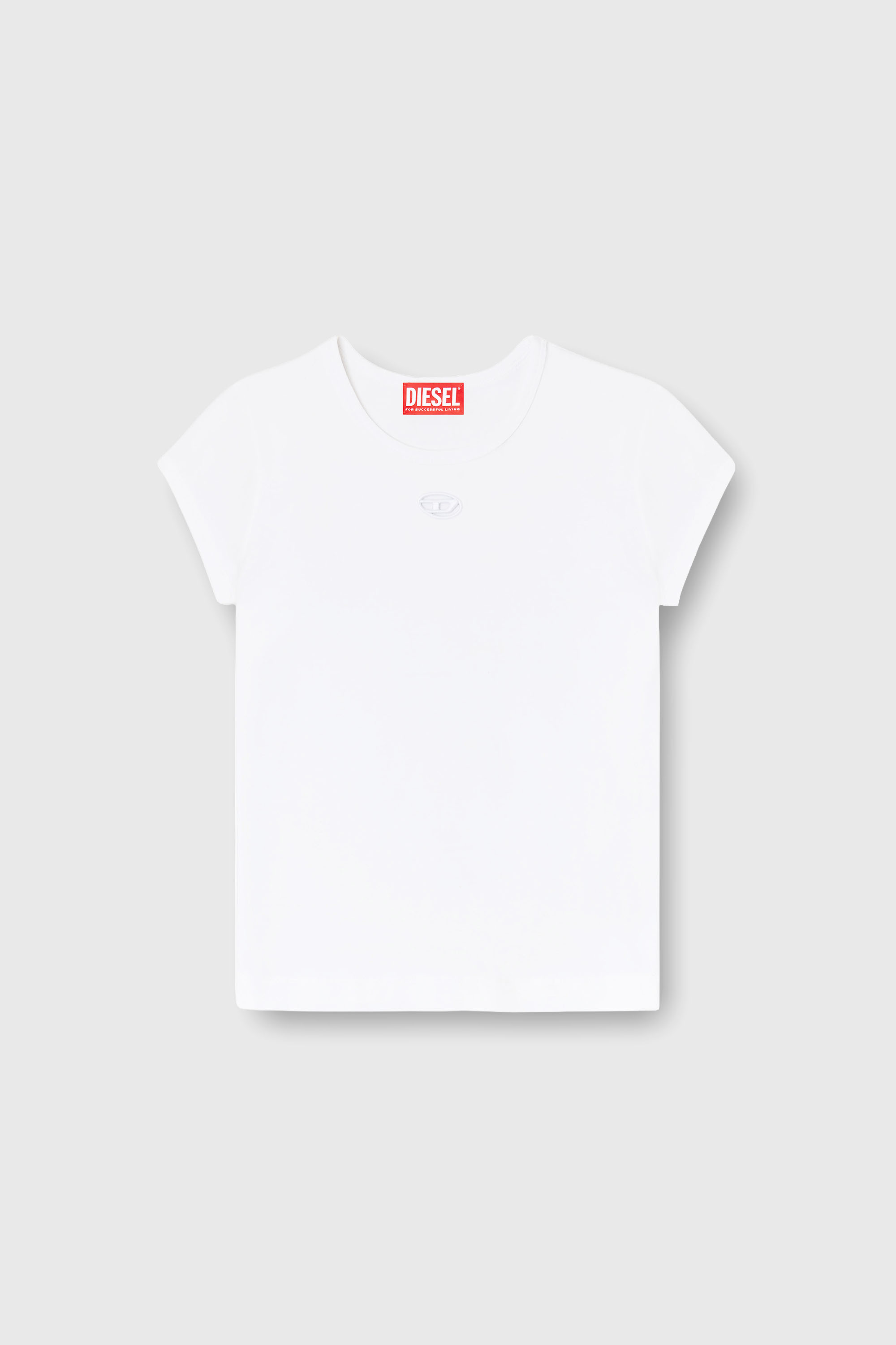 Diesel - T-ANGIE-OD, Woman's T-shirt with cut-out embroidered logo in White - 2