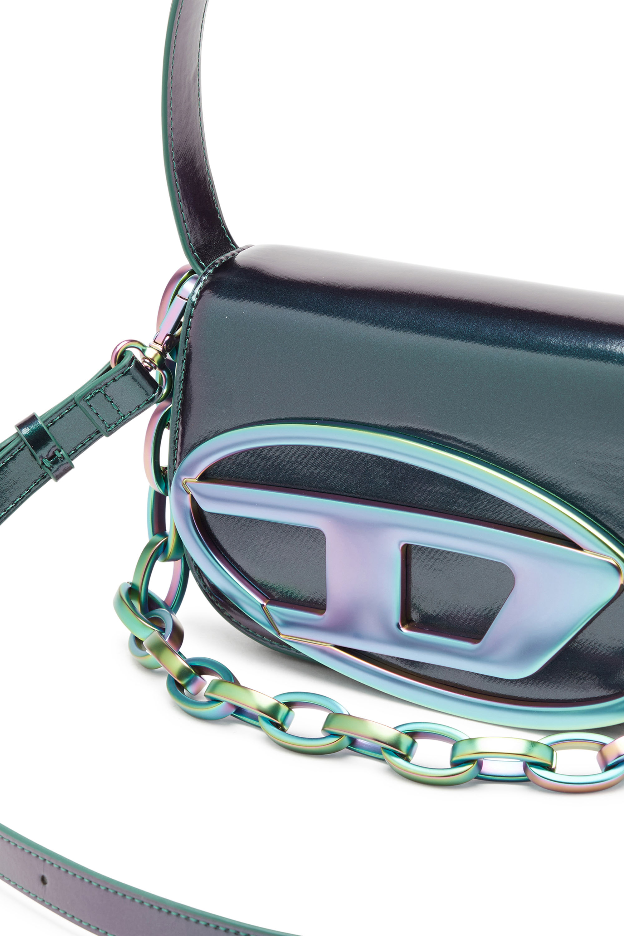 Diesel - 1DR, Woman's 1DR-Iconic shoulder bag with iridescent effect in Green/Blue - 6