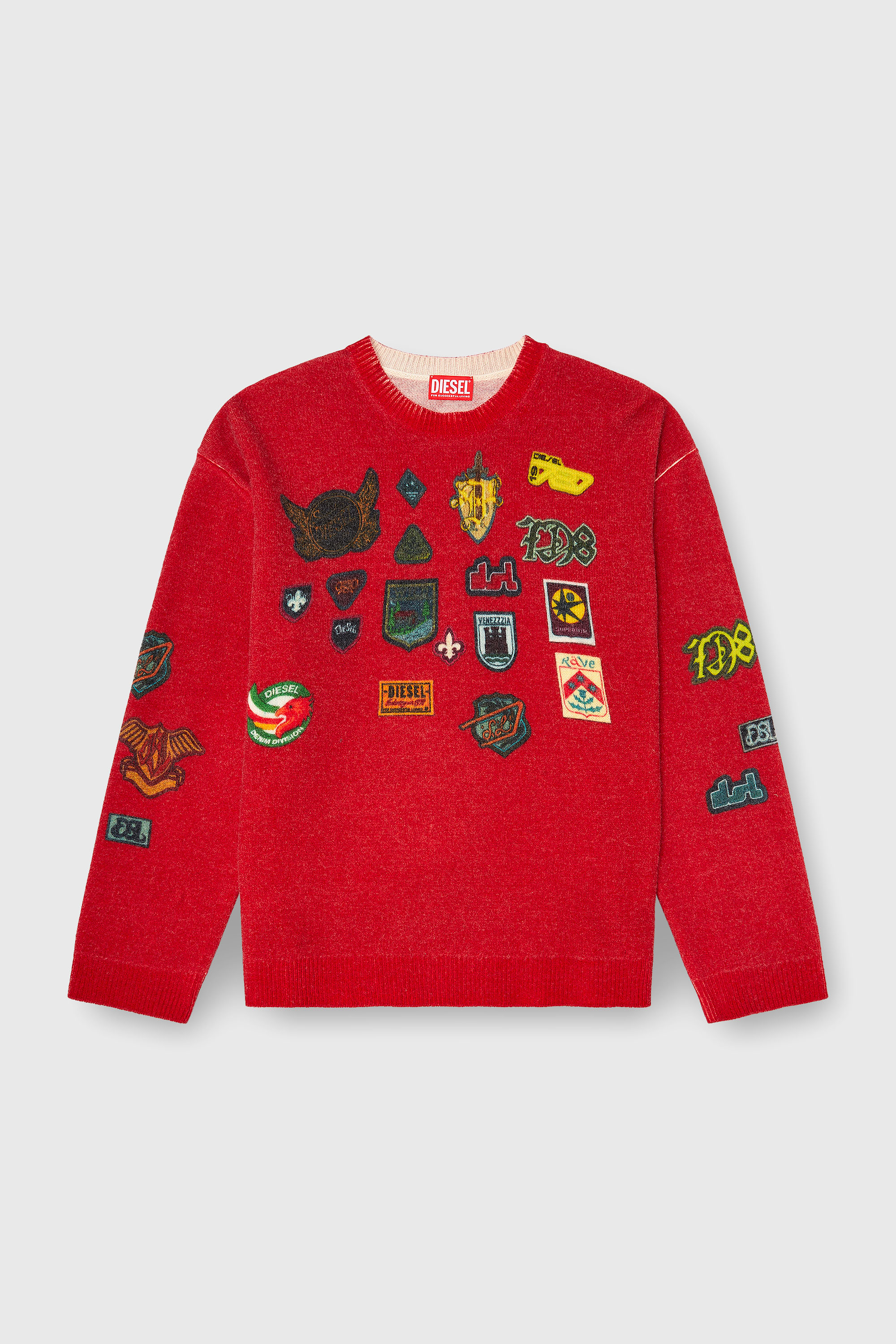 Diesel - K-PATCY, Man's Wool jumper with printed patches in Red - 2