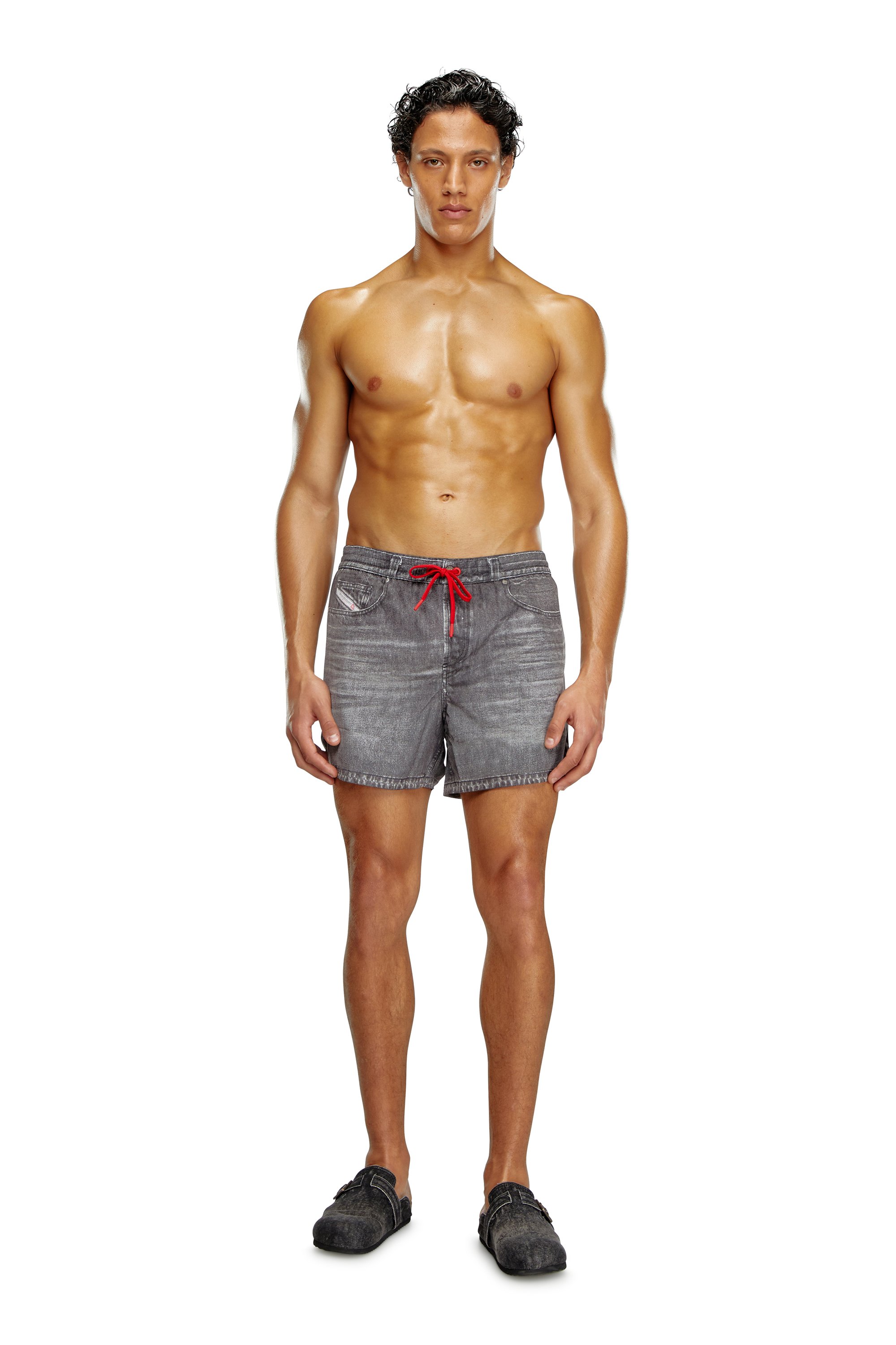 Diesel - BMBX-NICO, Man Mid-length swim shorts with denim print in Black - Image 2