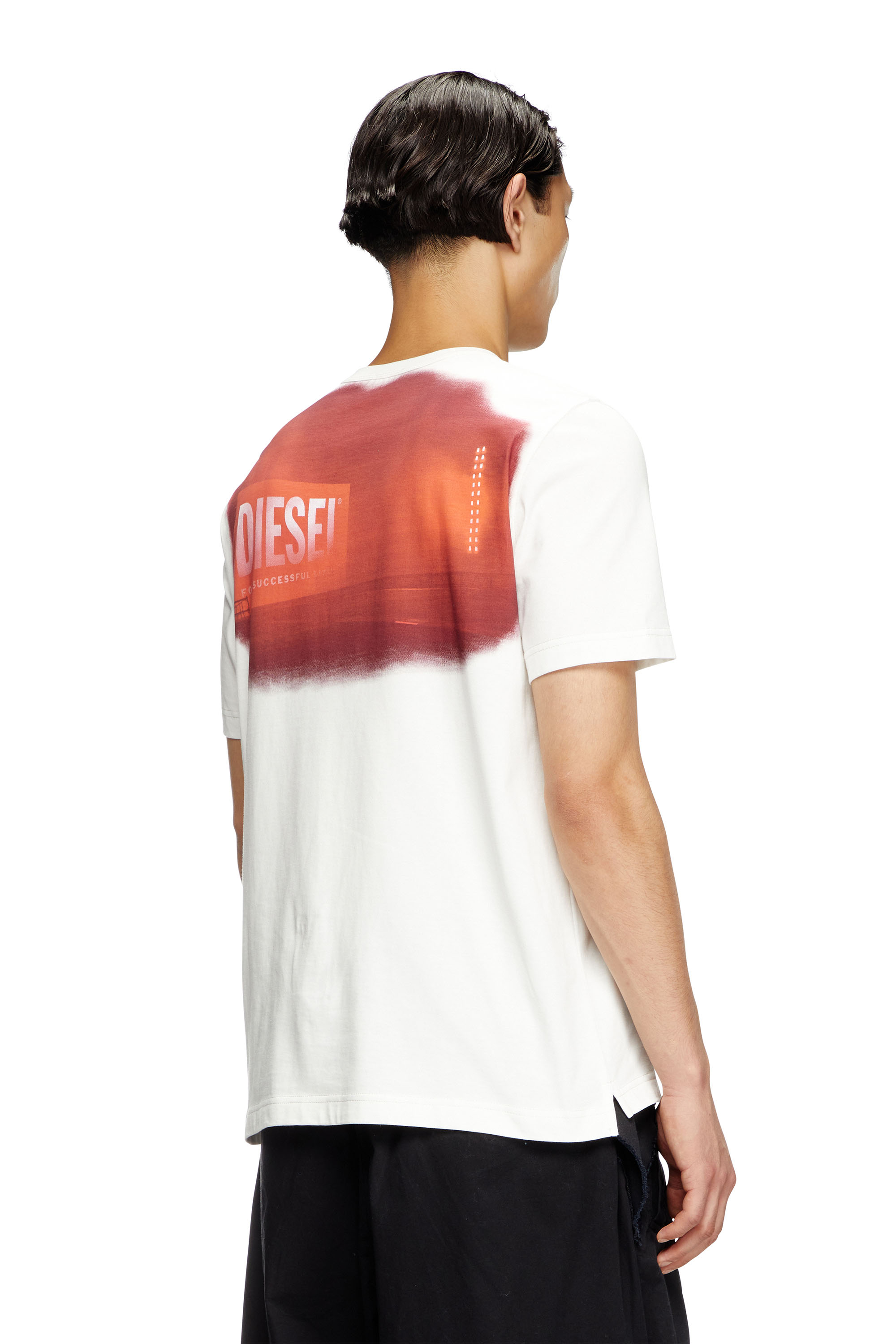 Diesel - T-ADJUST-SLITS-R13, Man's T-shirt with runway set print in White - 4