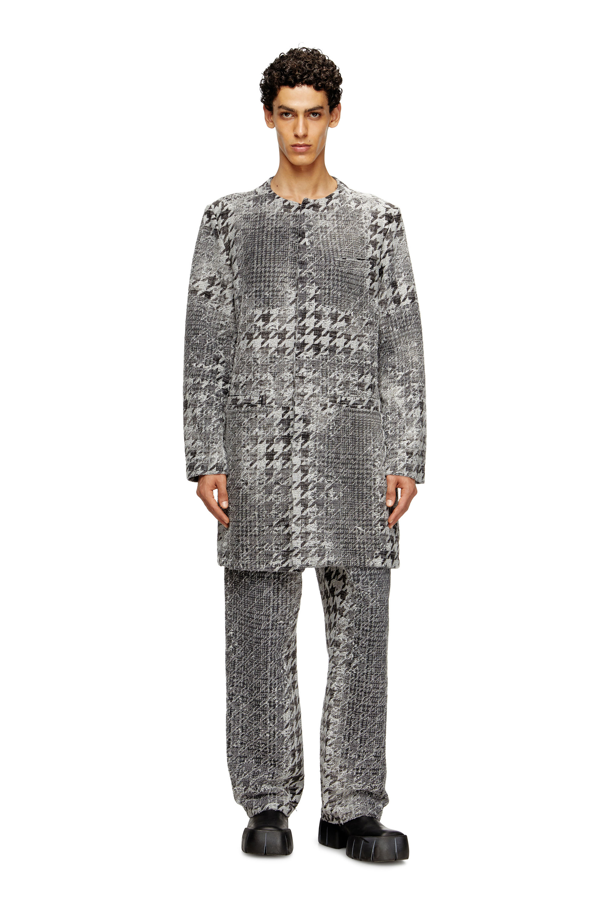 Diesel - D-LOT-FSH, Unisex's Coat in Prince of Wales jacquard denim in Black/White - 2